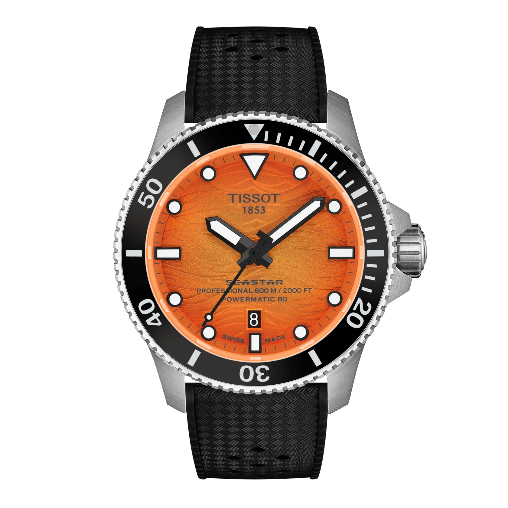 Tissot Seastar 2000 Powermatic 80 44mm Orange Dial Men's Watch T1209071728100
