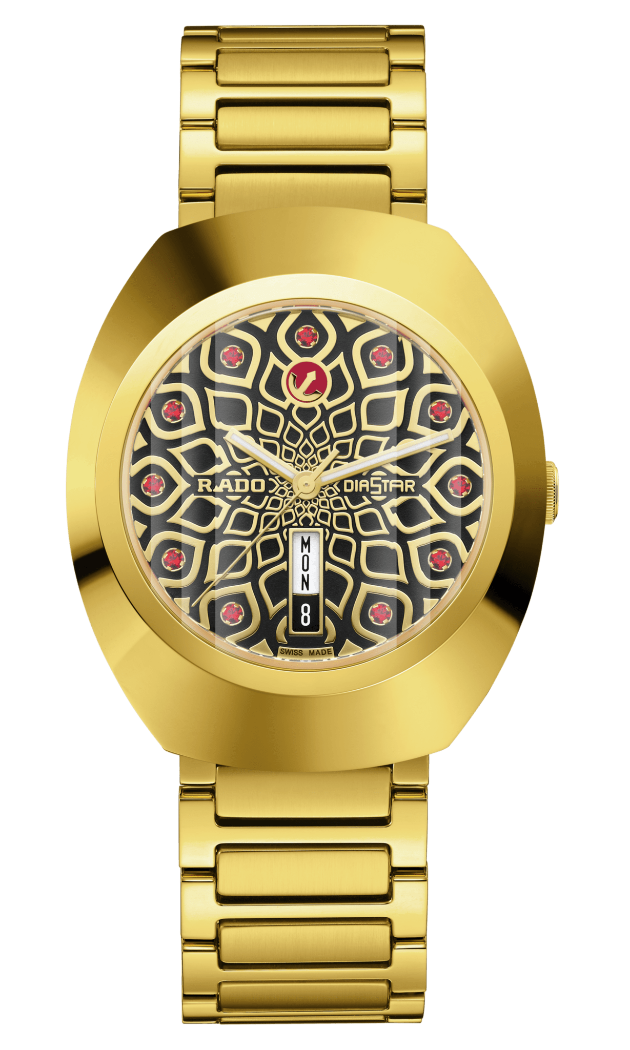 Rado DiaStar Original 38mm Pattern Dial Yellow Gold PVD Men's Watch R12161653