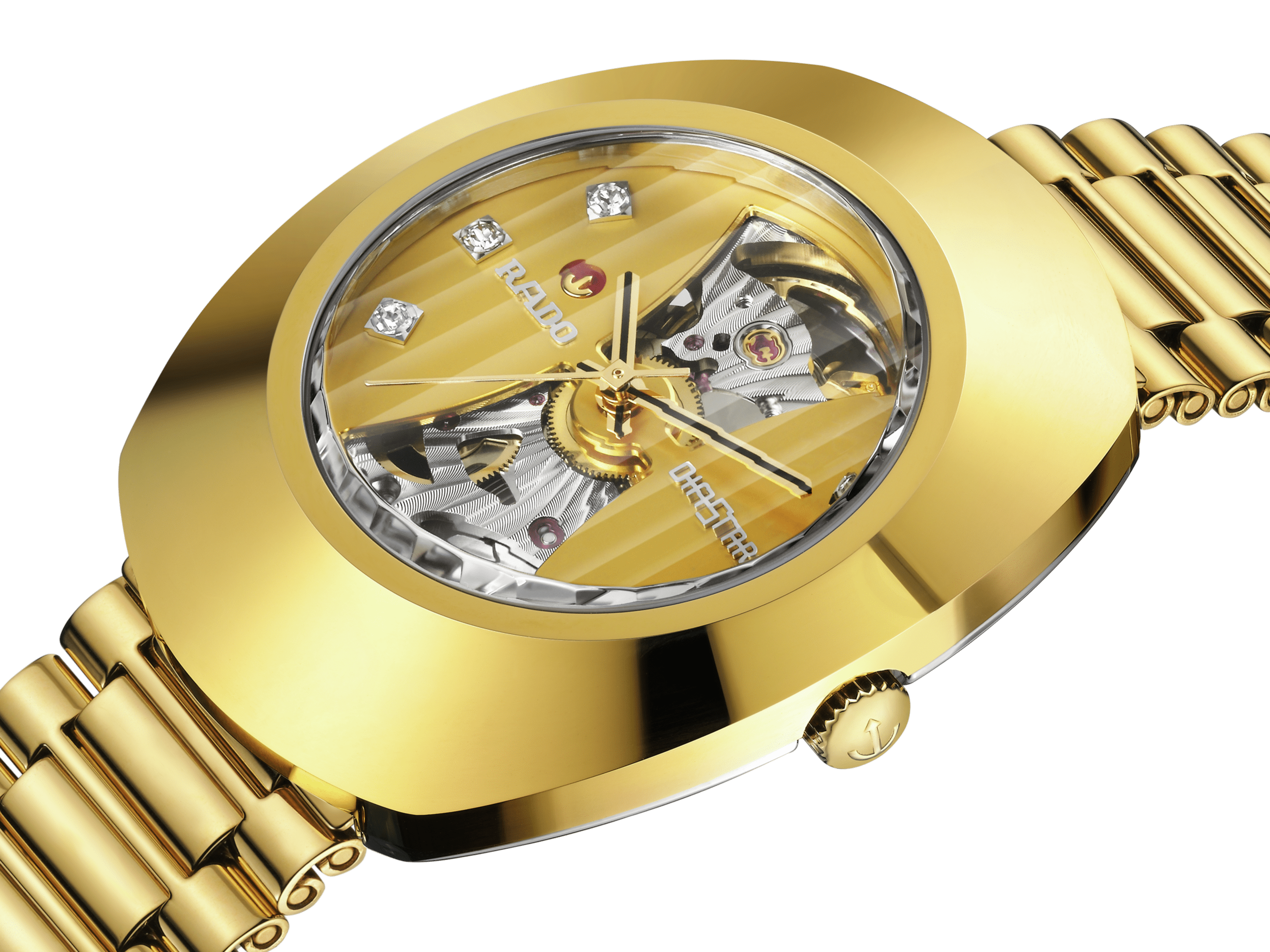 Rado DiaStar Original Open Heart 35mm Yellow Gold PVD Men's Watch R12064263