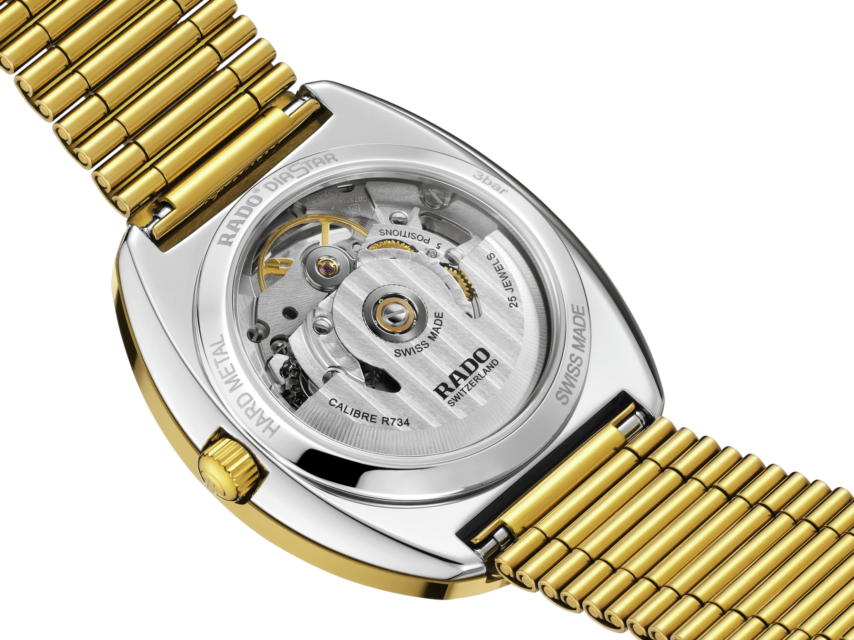 Rado DiaStar Original Open Heart 35mm Yellow Gold PVD Men's Watch R12064263