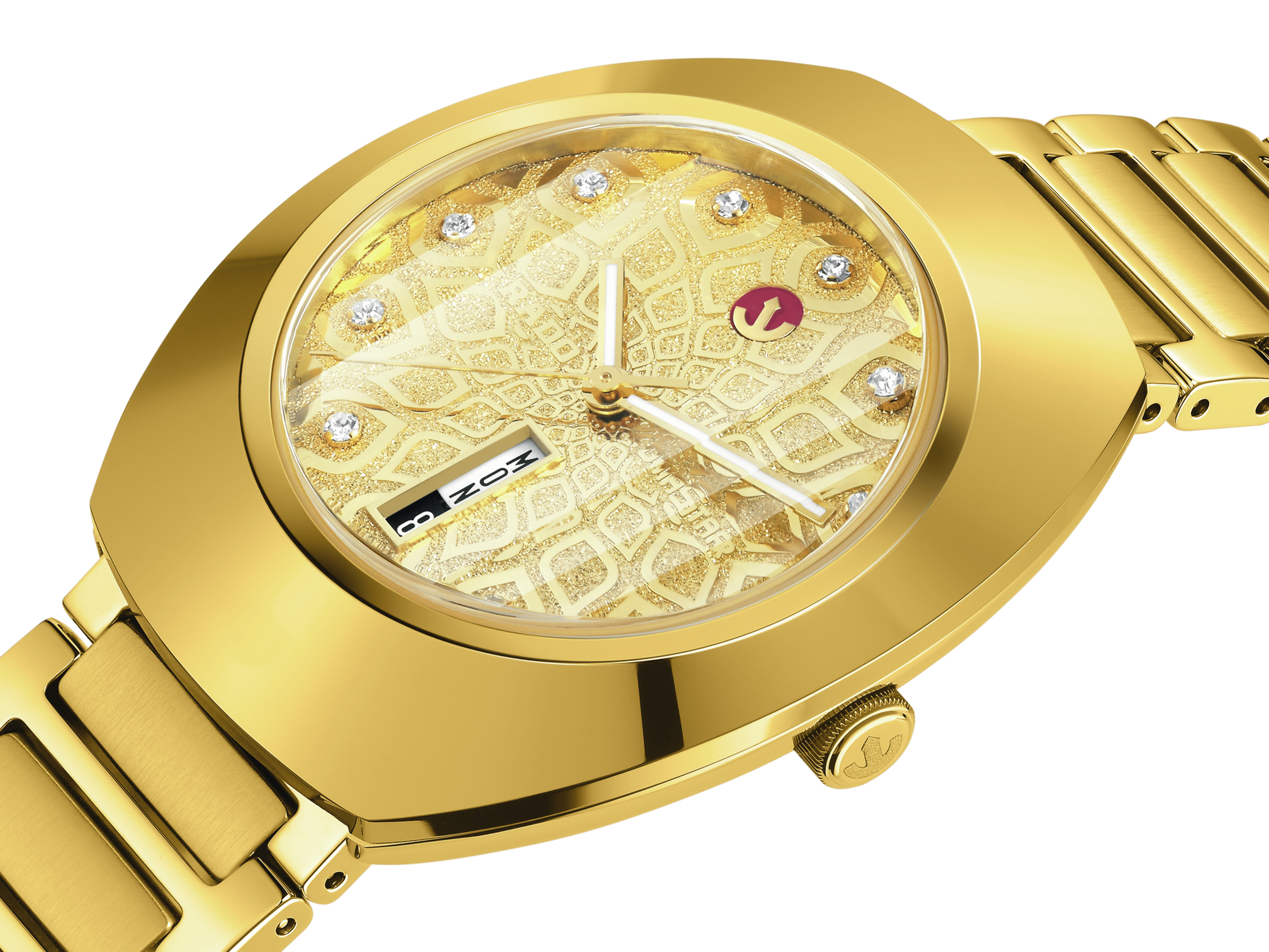 Rado DiaStar Original 38mm Pattern Dial Yellow Gold PVD Men's Watch R12161633