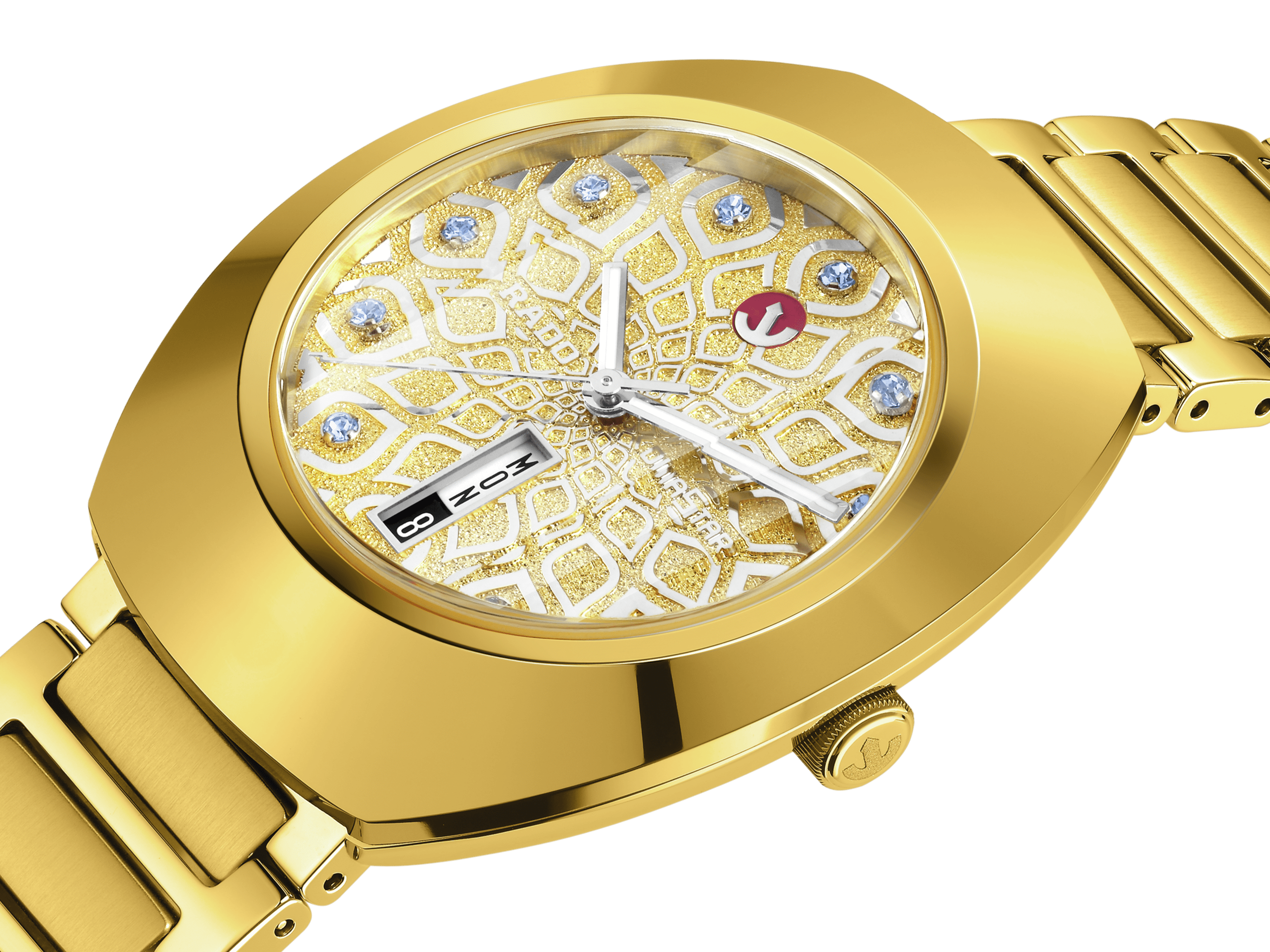 Rado DiaStar Original 38mm Pattern Dial Yellow Gold PVD Men's Watch R12161643