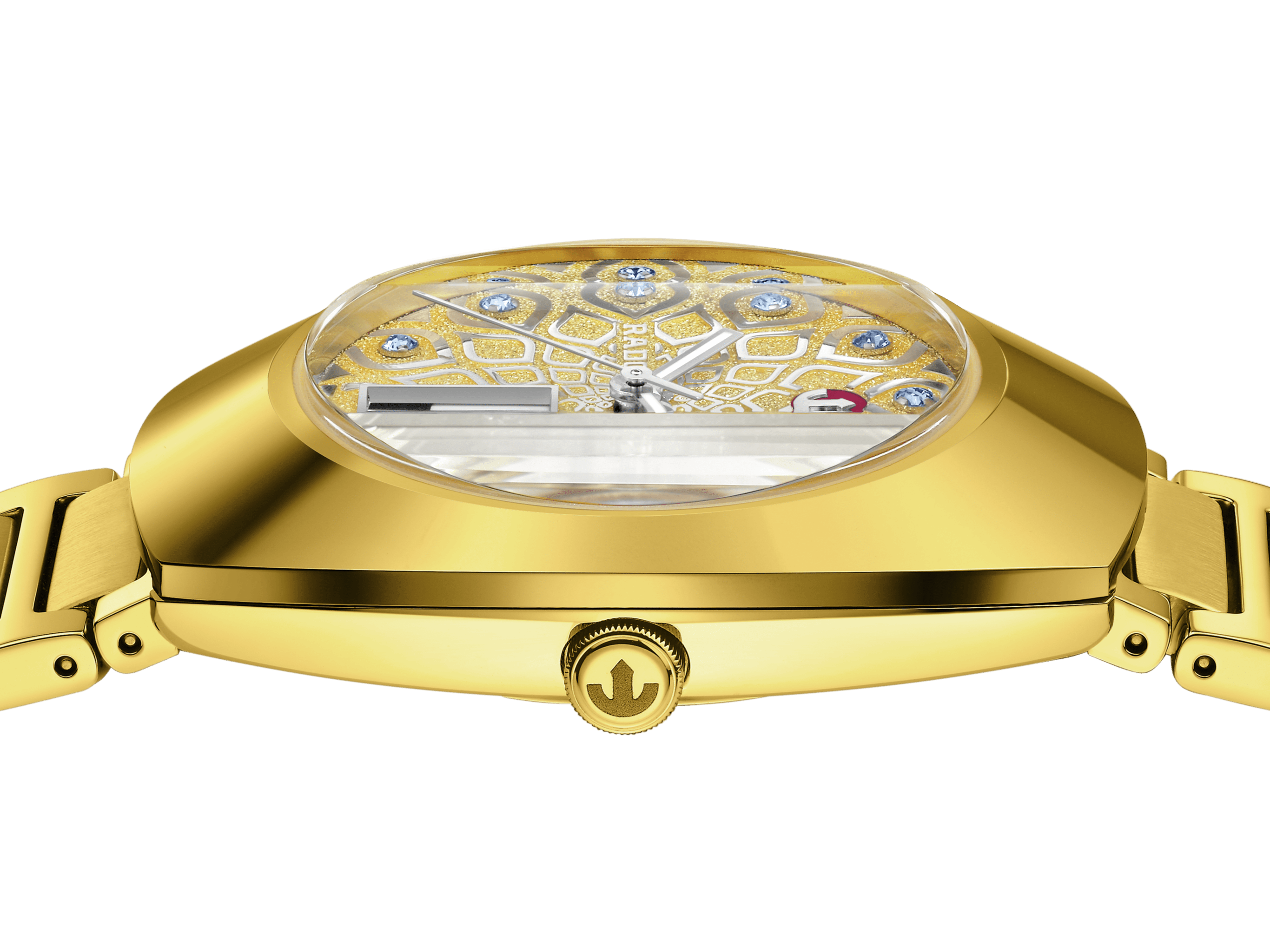 Rado DiaStar Original 38mm Pattern Dial Yellow Gold PVD Men's Watch R12161643