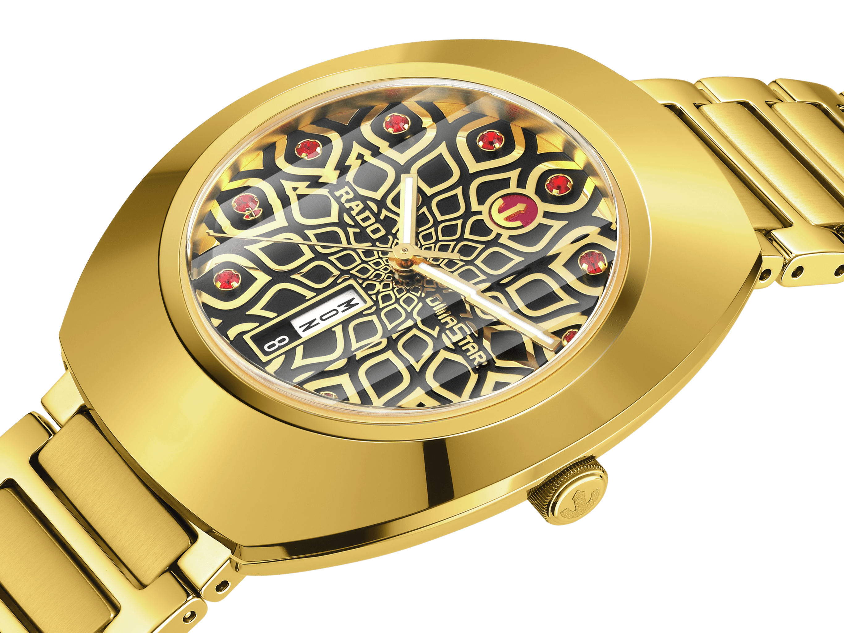 Rado DiaStar Original 38mm Pattern Dial Yellow Gold PVD Men's Watch R12161653