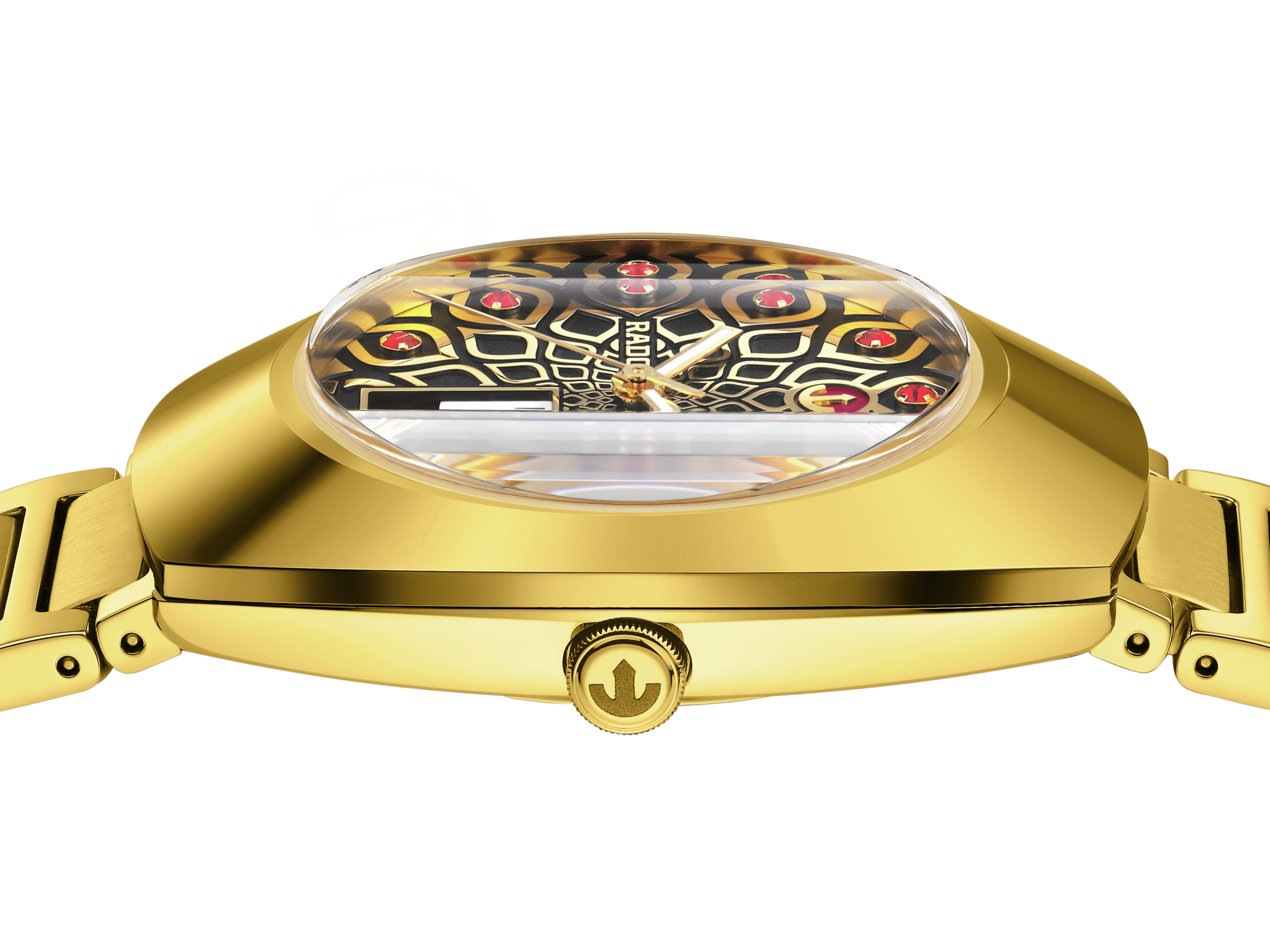 Rado DiaStar Original 38mm Pattern Dial Yellow Gold PVD Men's Watch R12161653