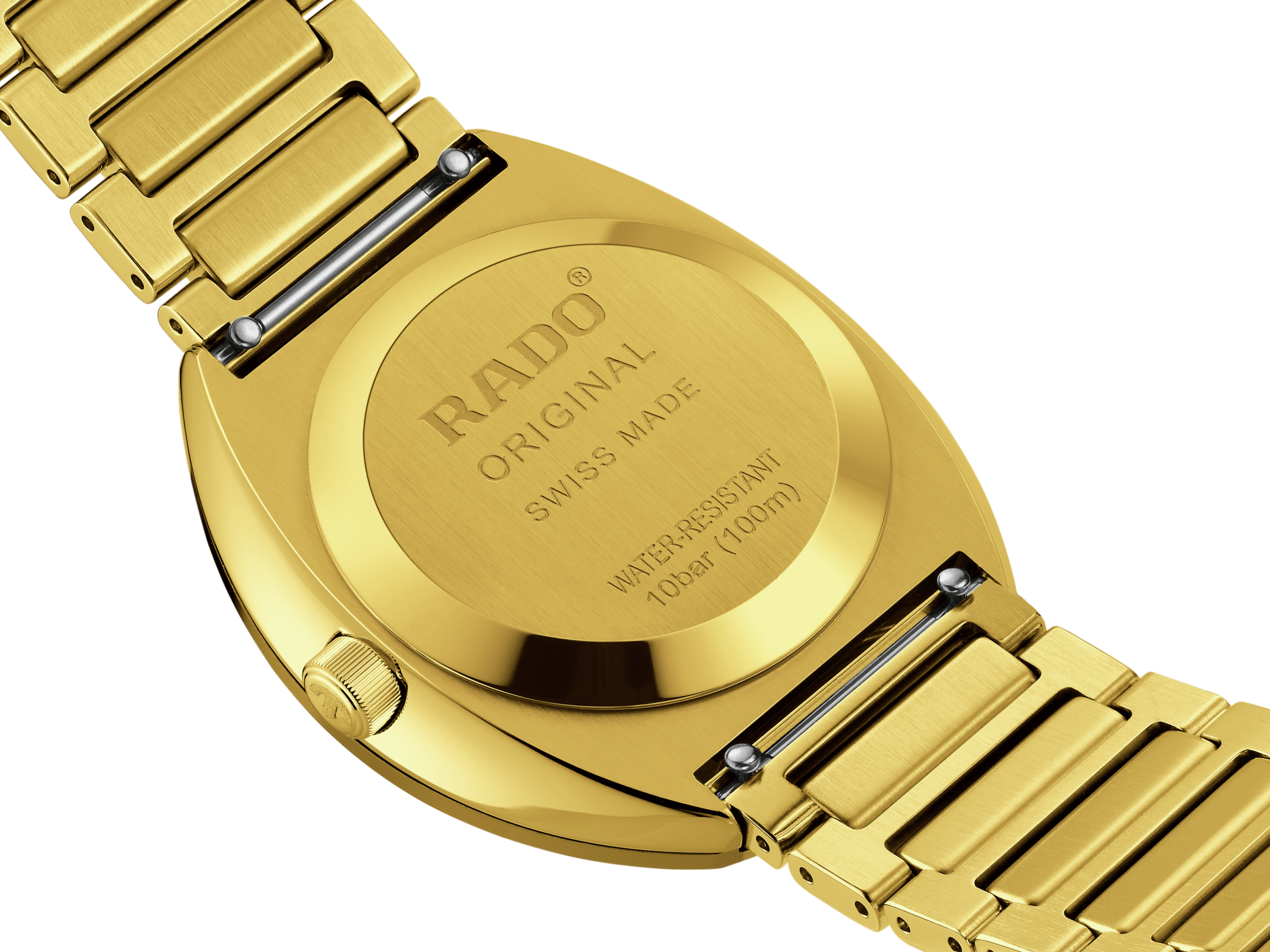 Rado DiaStar Original 38mm Pattern Dial Yellow Gold PVD Men's Watch R12161653