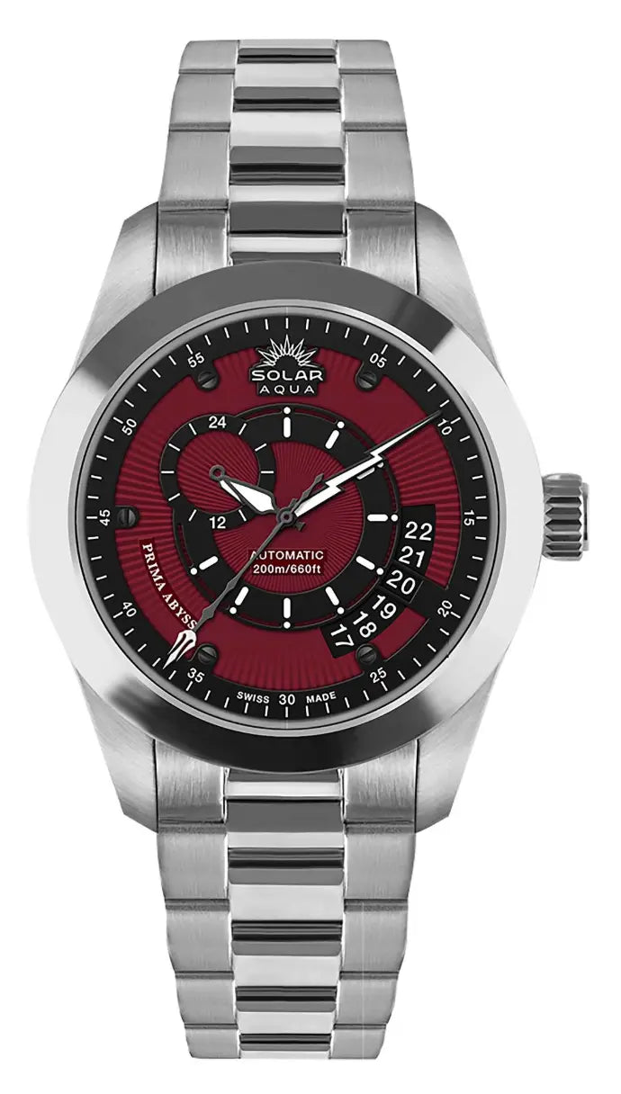 SOLAR AQUA Prima Abyss Steel Italian Burgundy 42mm Black-Italian Burgundy Dial Men's Watch SA0010.0028