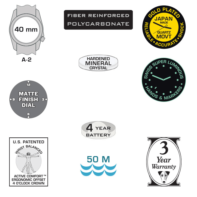 Bertucci DX3 Canvas White Dial Green Canvas Band Men's Watch 11090