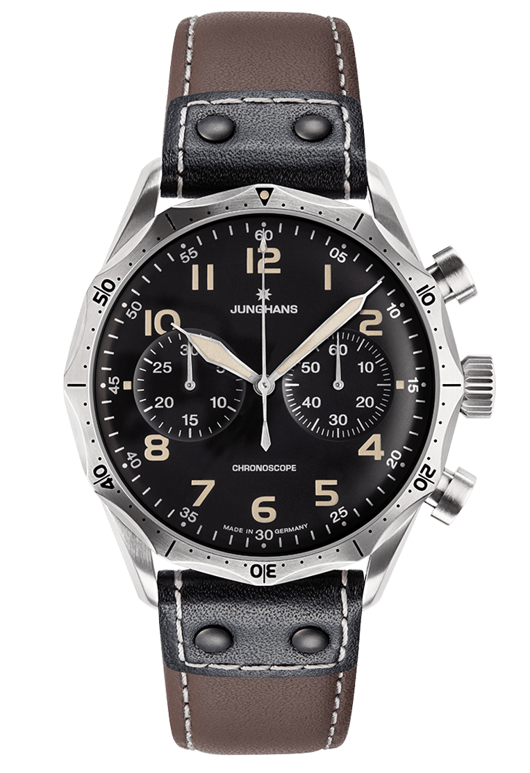 Junghans Pilot Chronoscope 43.3mm Black Dial Men's Watch 27/3591.00
