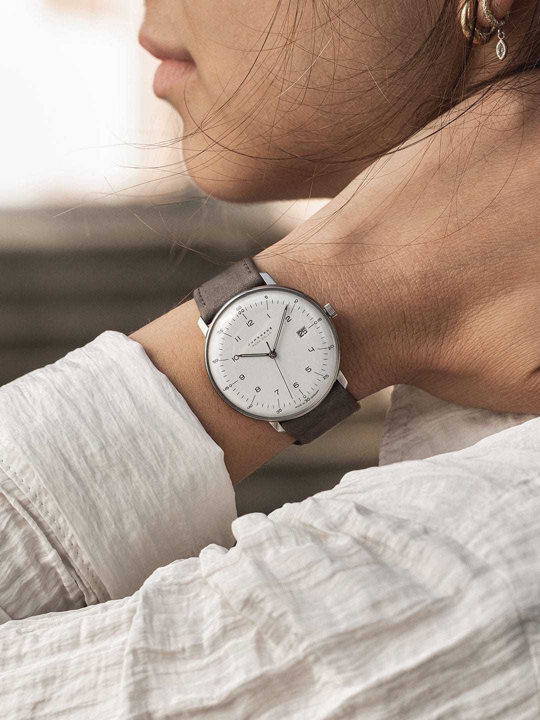 Junghans Max Bill Mega Solar 38mm Matt White Dial Women's Watch 59/2021.02