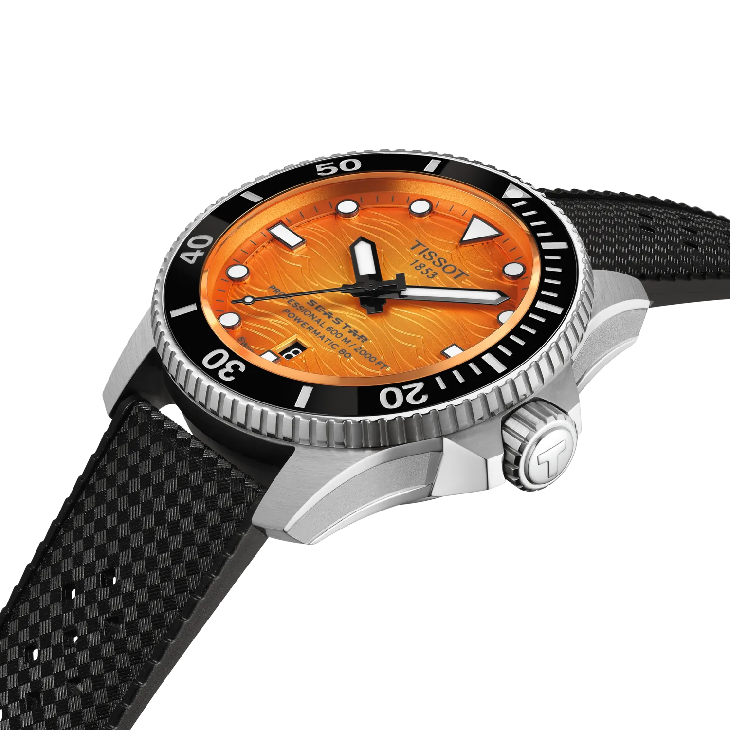 Tissot Seastar 2000 Powermatic 80 44mm Orange Dial Men's Watch T1209071728100