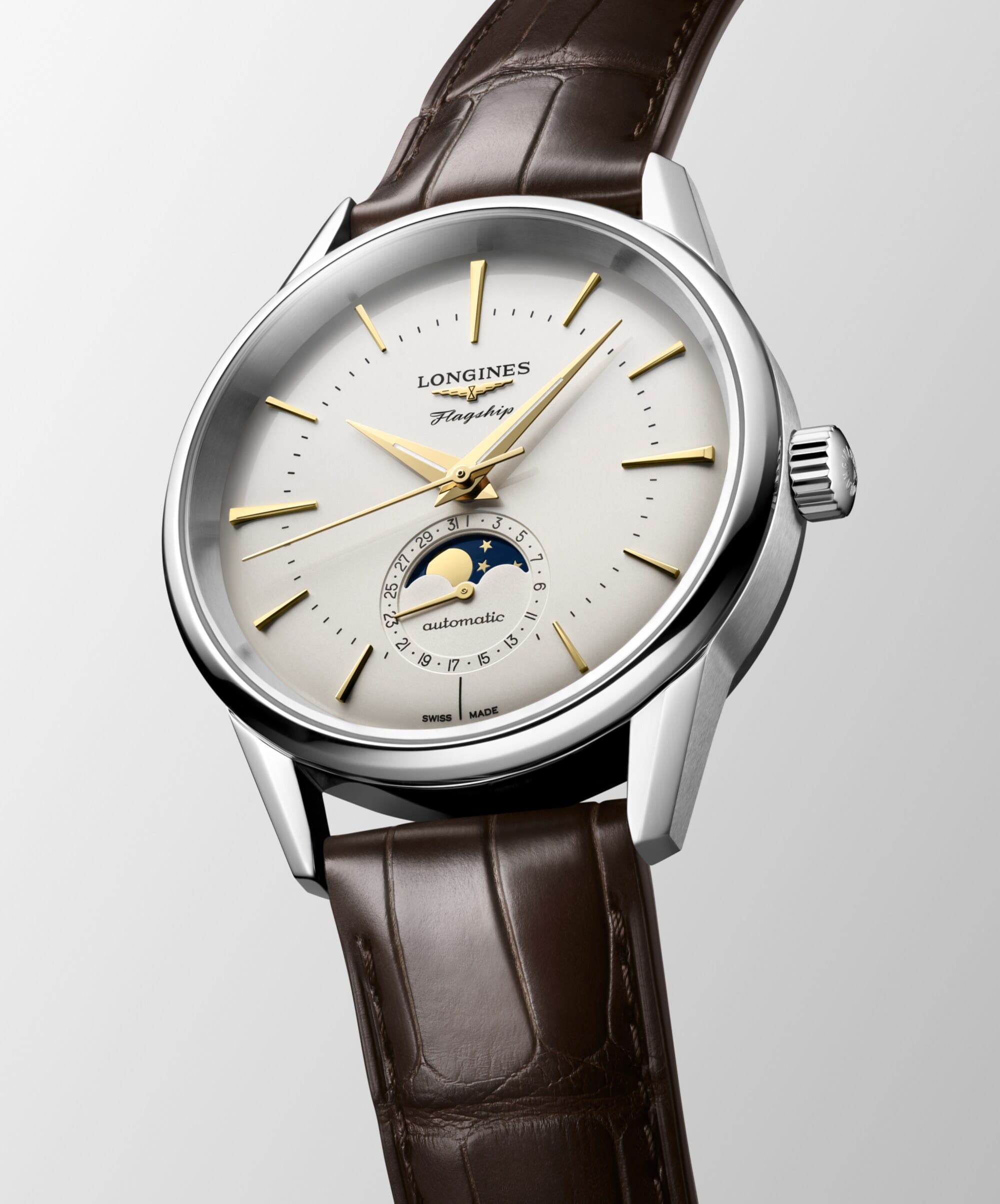 Longines Flagship Heritage Moonphase 38.5mm Silver Dial Men's Watch L48154782