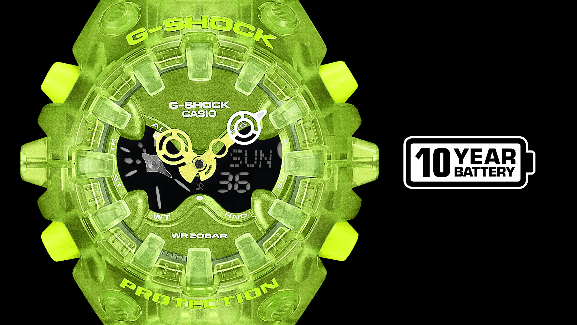 G-Shock Analog-Digital GA-V01 Series 58.2mm Neon Green-Digital Dial Men's Watch GAV01SKE-3A