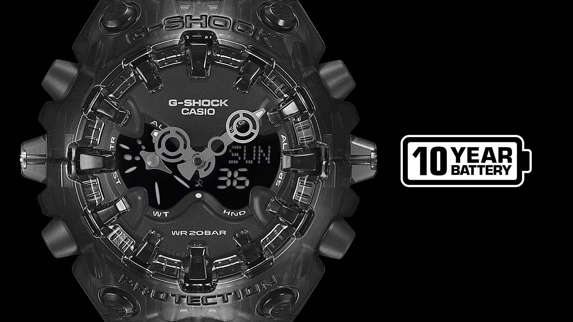 G-Shock Analog-Digital GA-V01 Series 58.2mm Smoky Black-Digital Dial Men's Watch GAV01SKE-8A