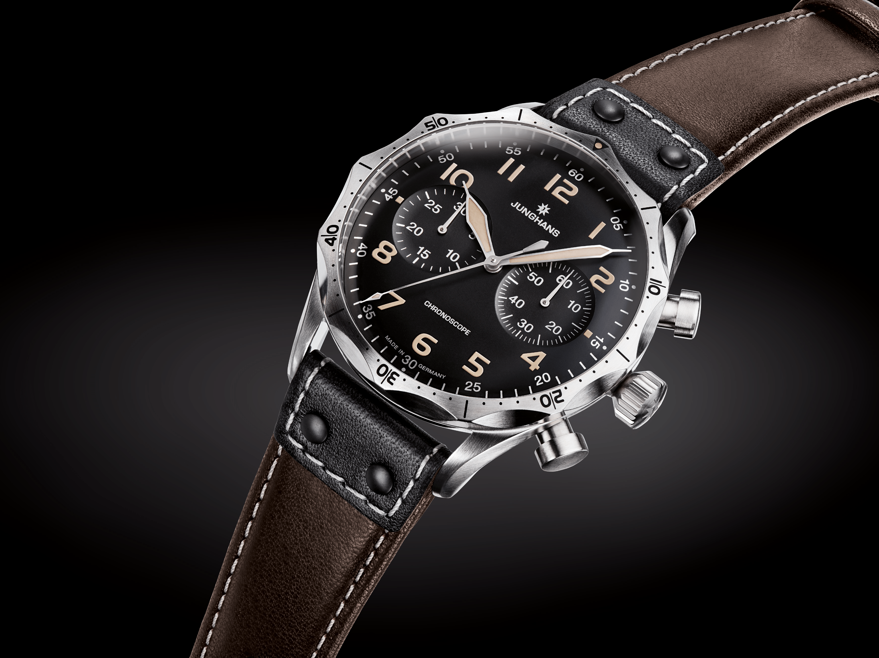 Junghans Pilot Chronoscope 43.3mm Black Dial Men's Watch 27/3591.00
