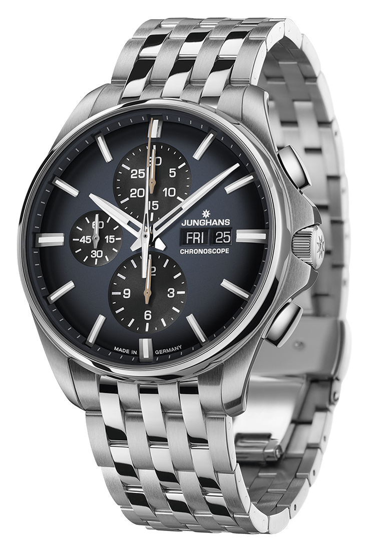 Junghans Meister S Chronoscope 45mm Dark Blue/Black Dial Men's Watch 27/4228.45