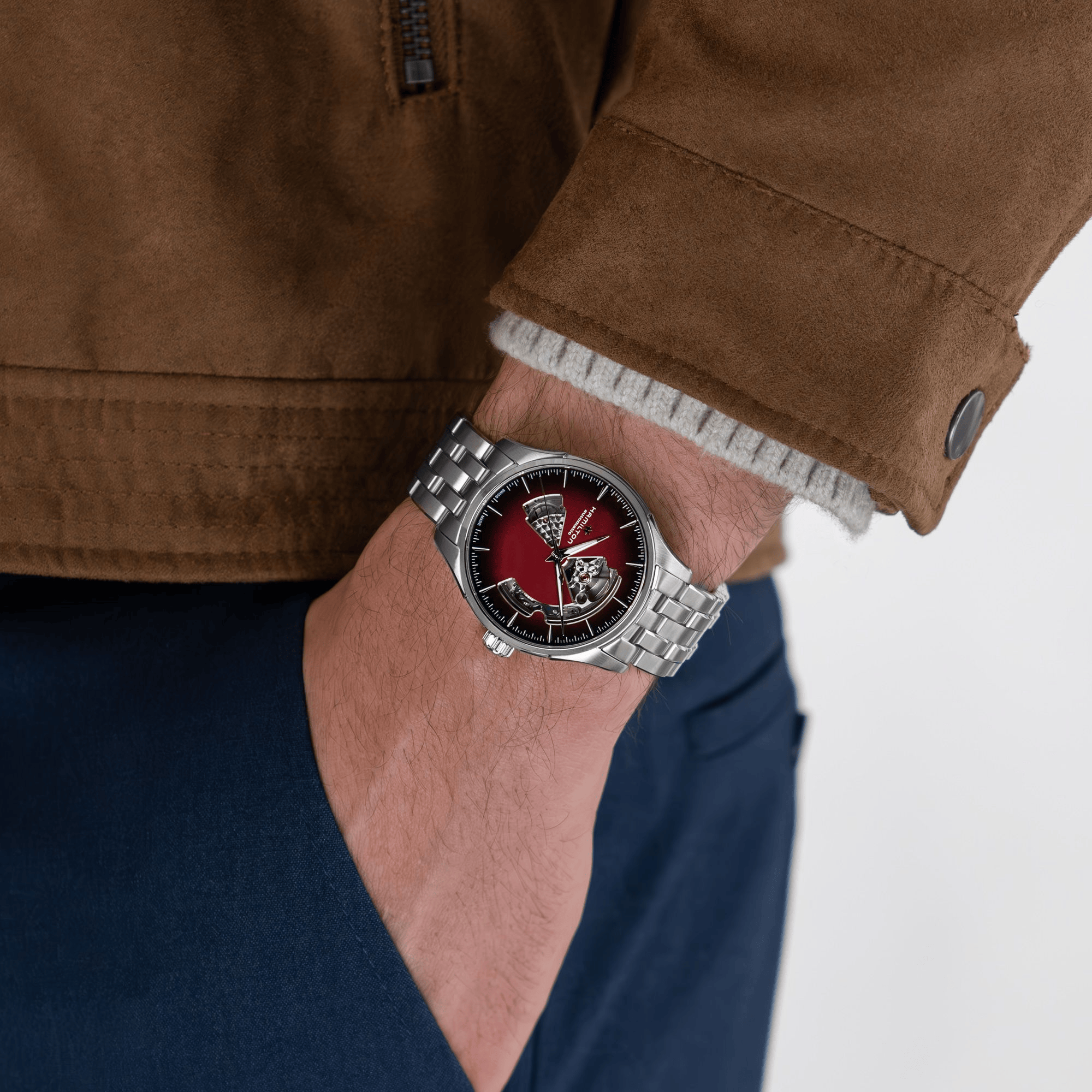 Hamilton Jazzmaster Open Heart Auto 40mm Burgundy Dial Men's Watch H32675170