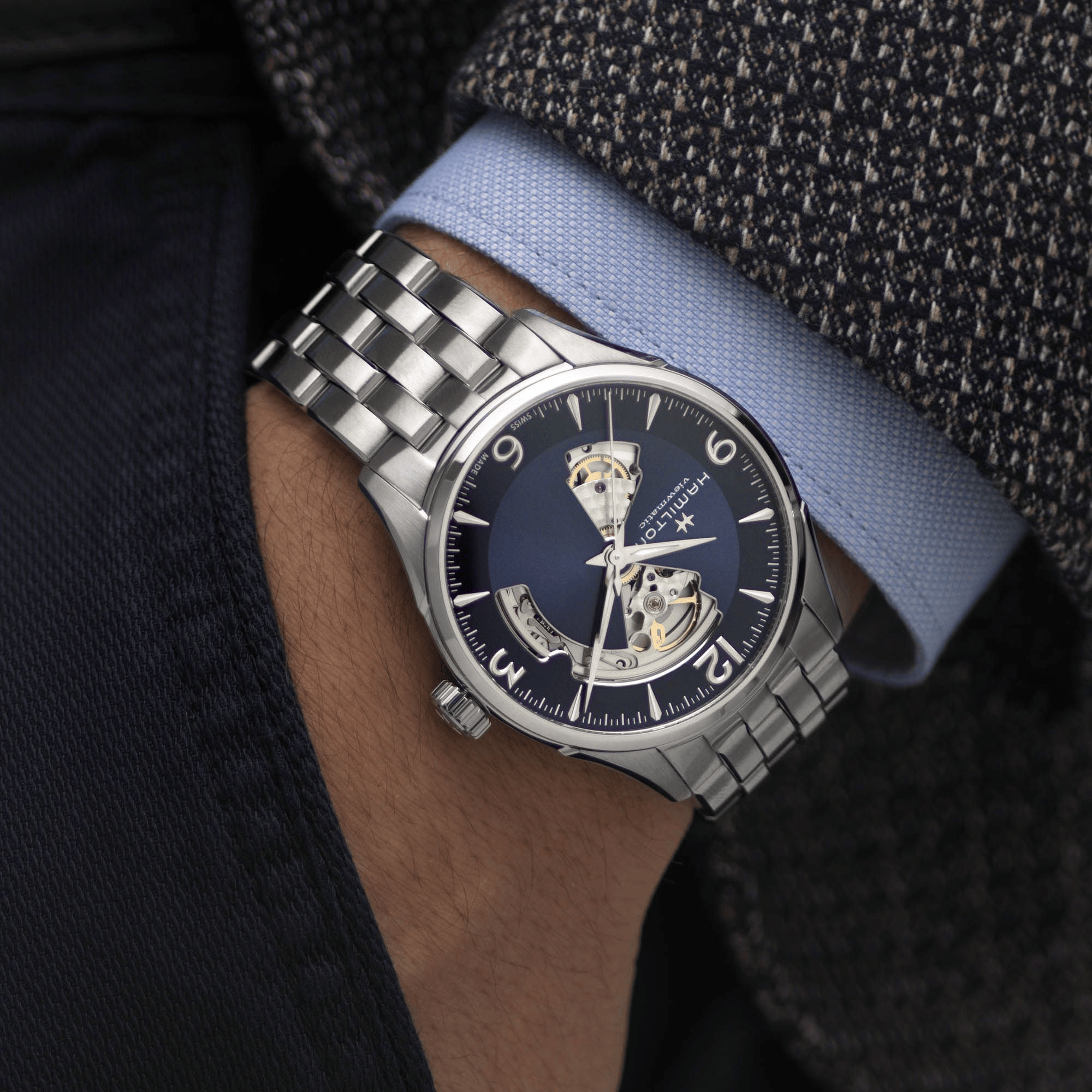 Hamilton Jazzmaster Open Heart Auto 42mm Blue Dial Men's Watch H32705141