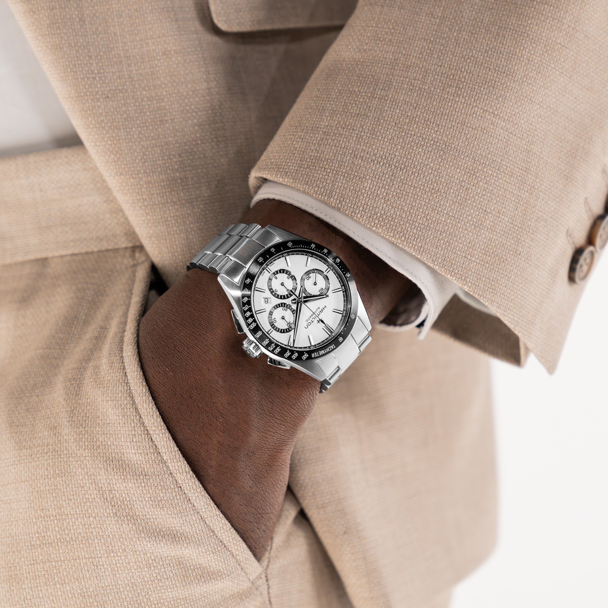 Hamilton Jazzmaster Performer Auto Chrono 42mm White Dial Men's Watch H36606110