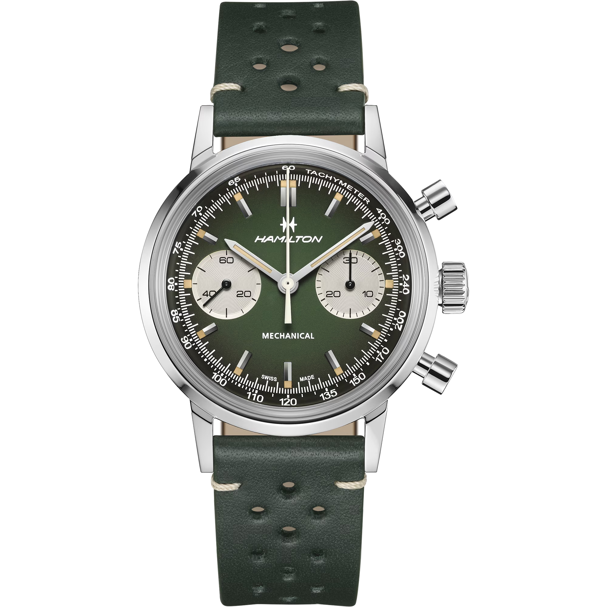 Hamilton American Classic Intra-Matic Chronograph H 40mm Green Dial Men's Watch H38429861