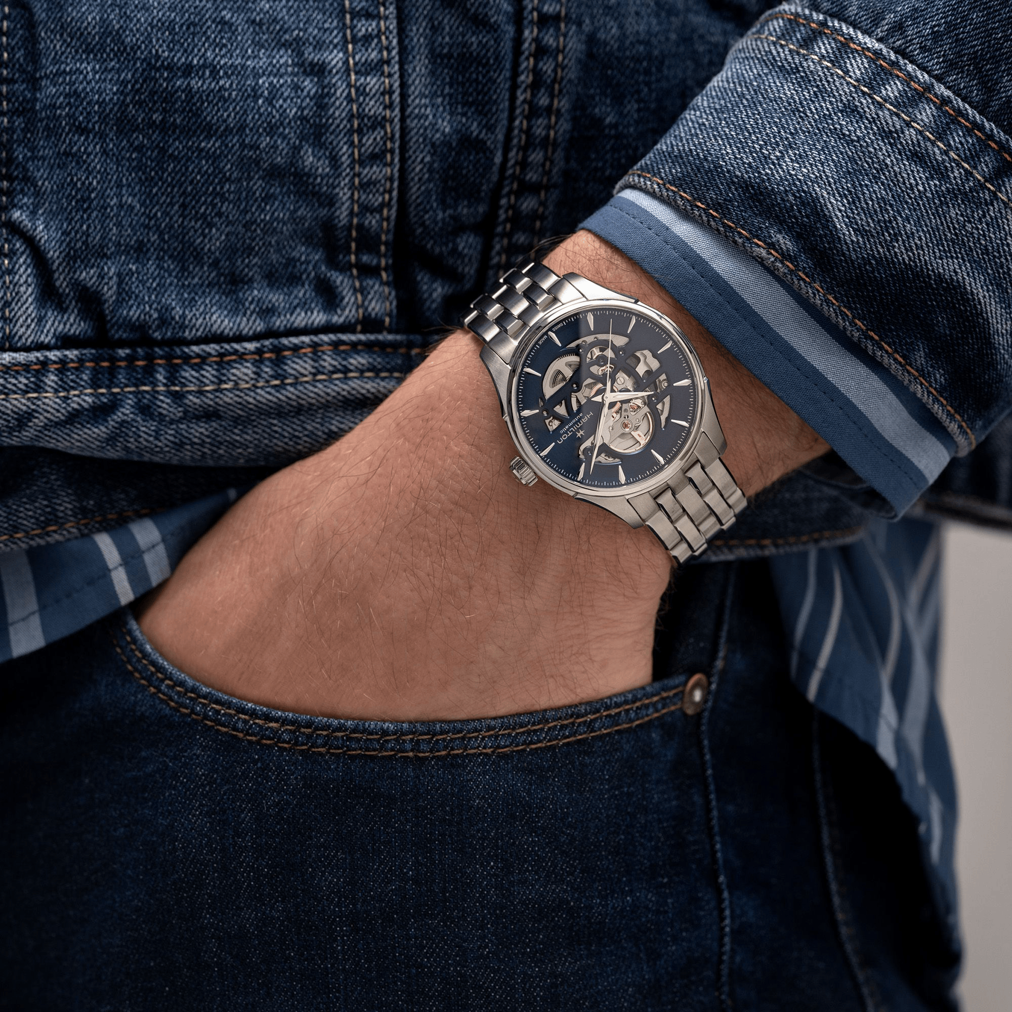 Hamilton Jazzmaster Skeleton Auto 40mm Blue Dial Men's Watch H42535141