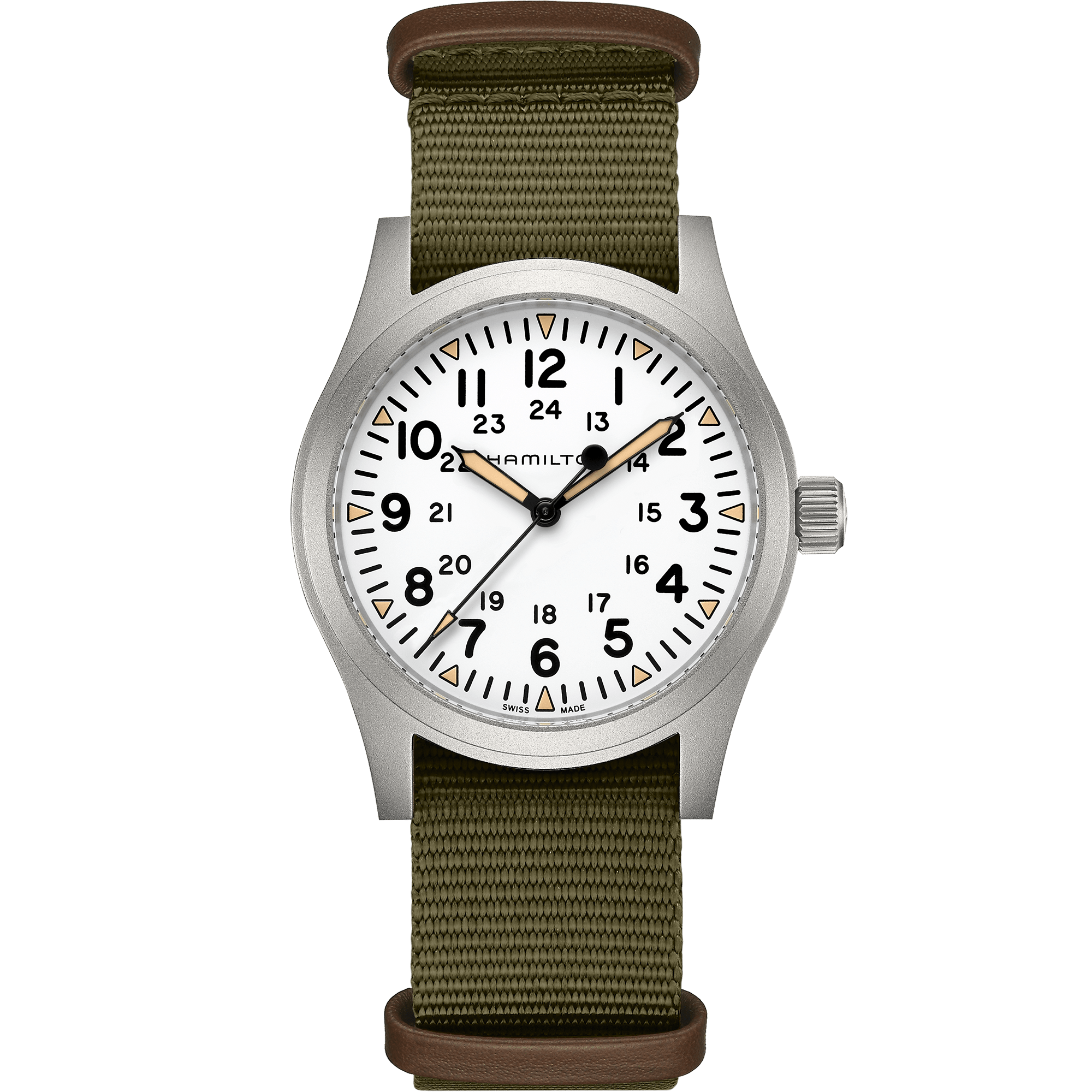 Hamilton Khaki Field Mechanical 42mm White-Green Men's Watch H69529913