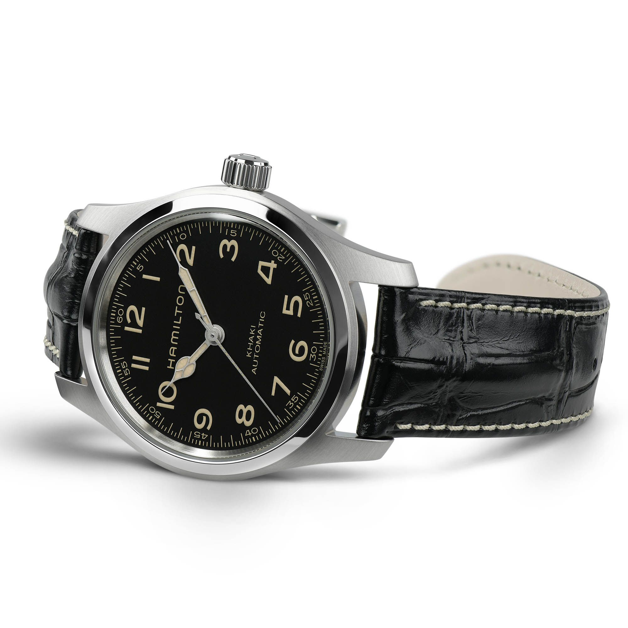 Hamilton Khaki Field Murph Auto Bracelet Bundle 42mm Black Dial Men's Watch H70605732