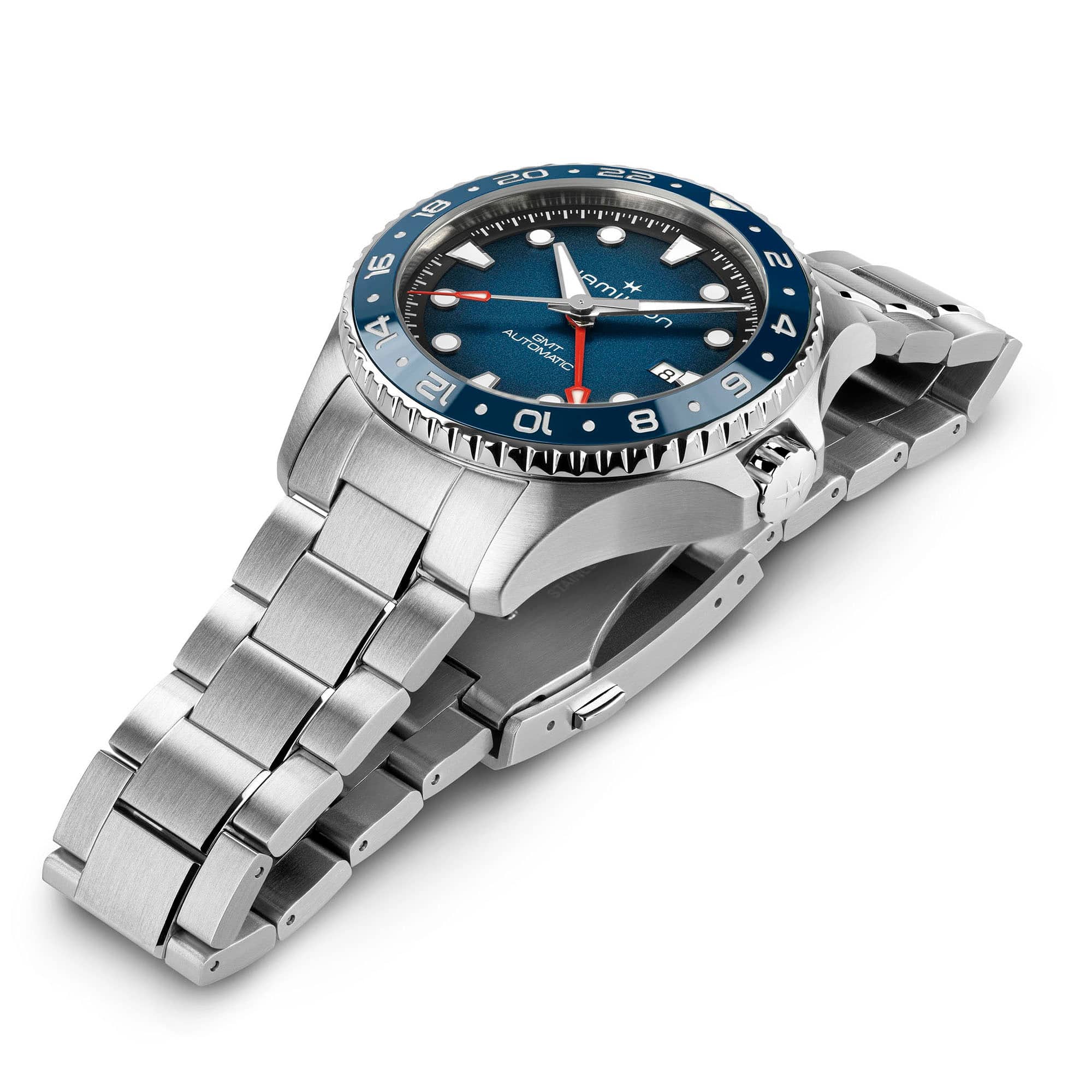 Hamilton Khaki Navy Scuba Auto GMT 43mm Blue Dial Men's Watch H82535140