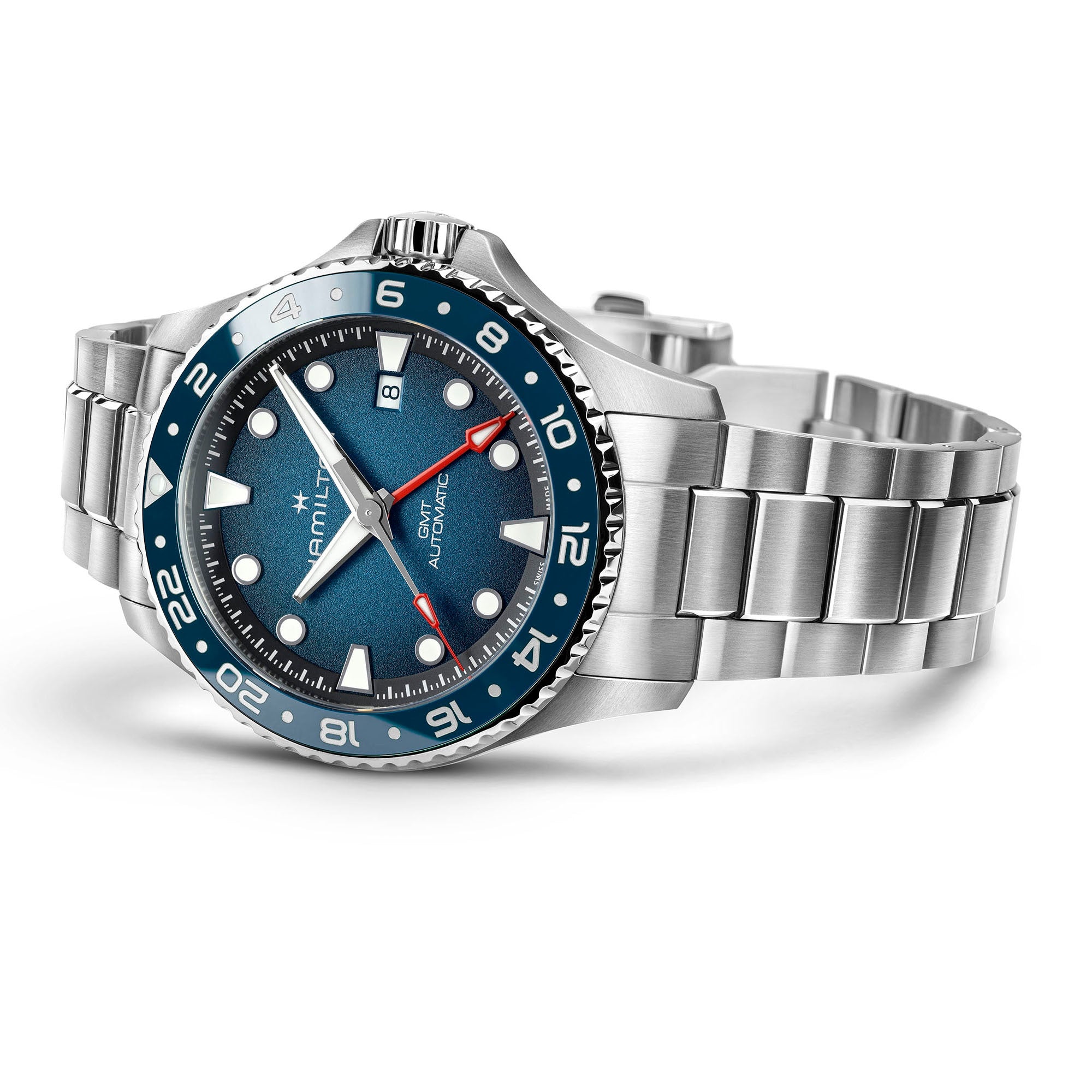 Hamilton Khaki Navy Scuba Auto GMT 43mm Blue Dial Men's Watch H82535140