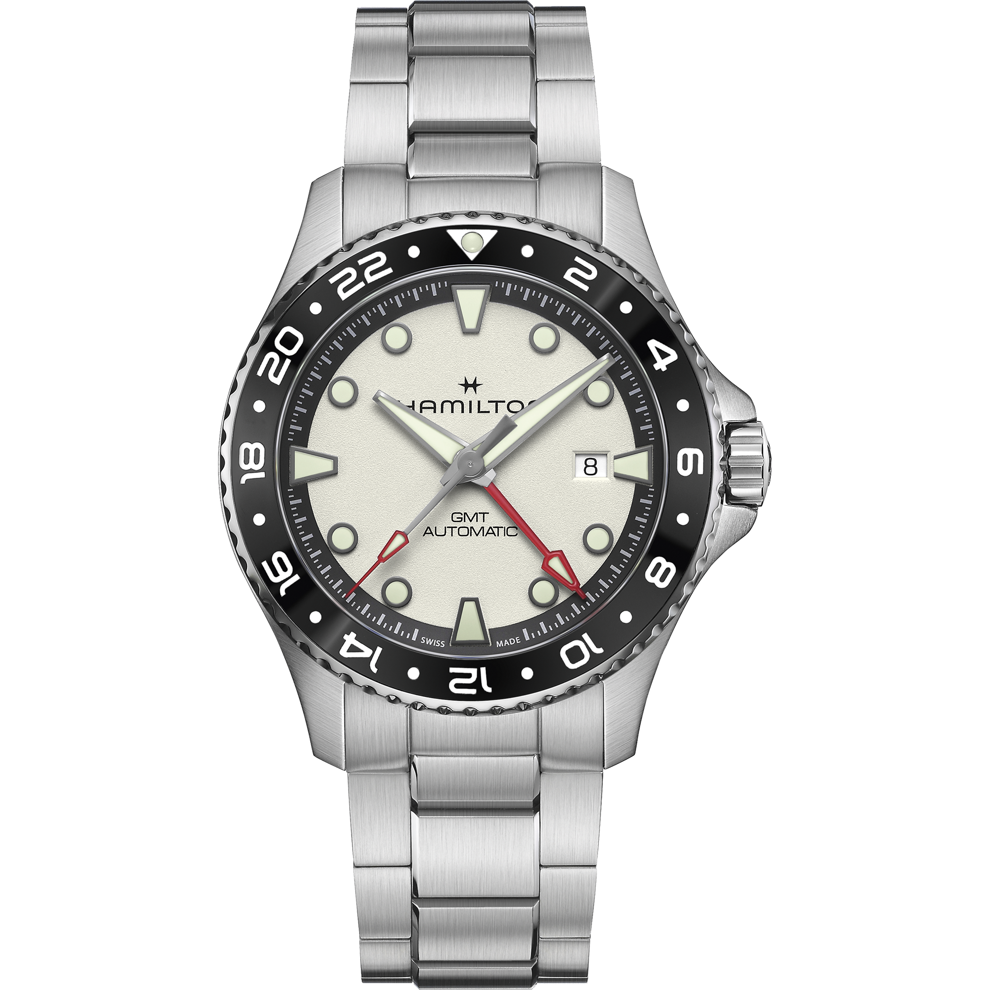 Hamilton Khaki Navy Scuba Automatic GMT 43mm Silver Dial Men's Watch H82555150