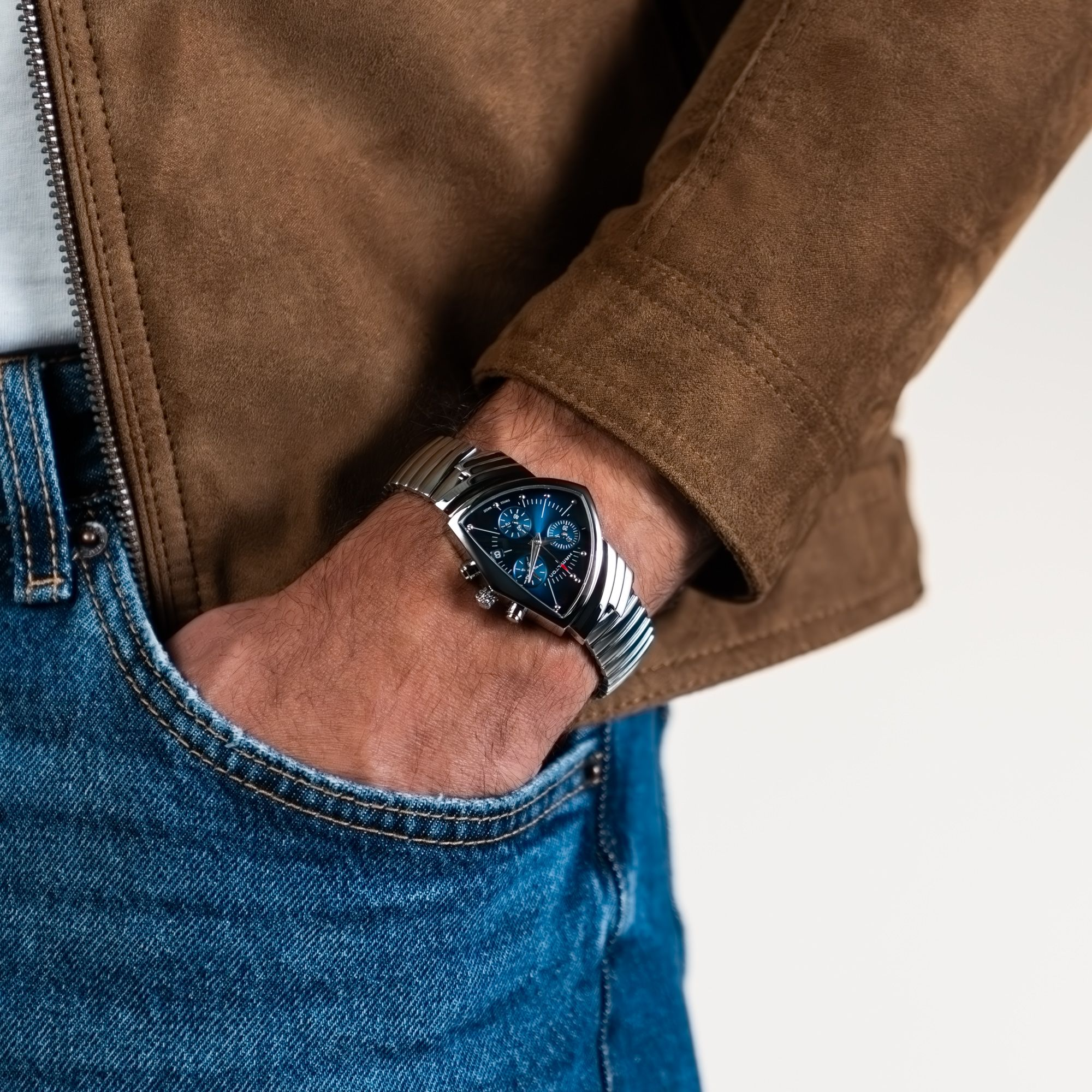 Hamilton Ventura Chrono Quartz 32mm Blue Dial Men's Watch H24432141