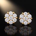 0.69 Carat Lab Grown Diamond Yellow Gold Flower Stud Earrings
