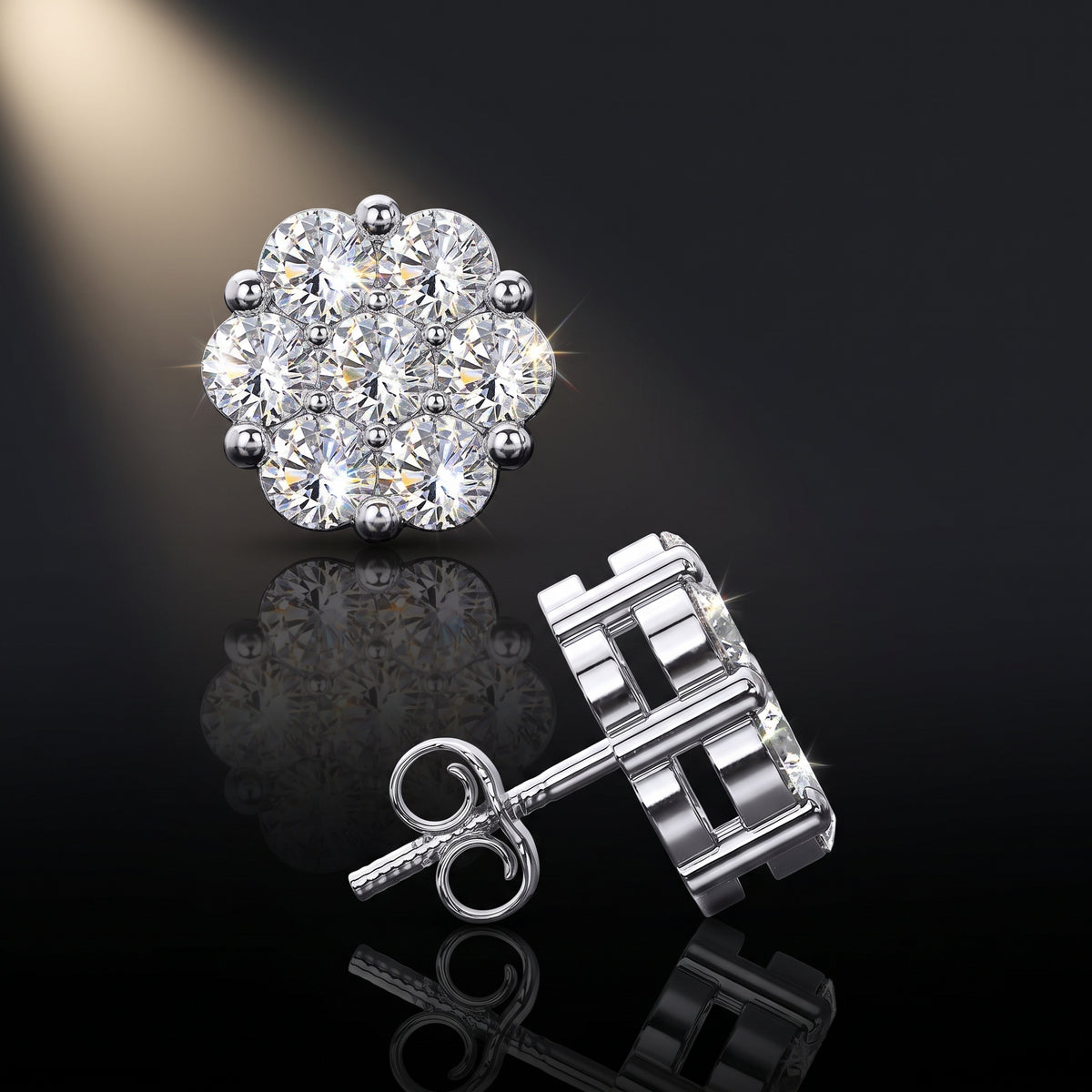 0.50 Carat Lab Grown Diamond Flower Stud Earrings