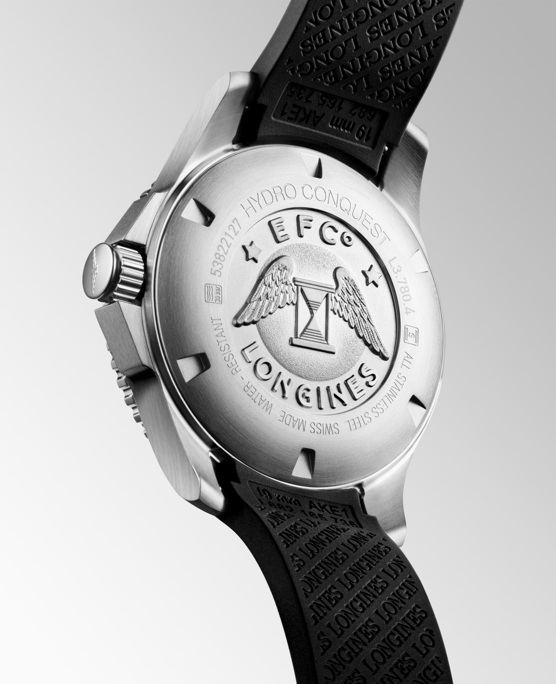 Longines HydroConquest 39mm Black Dial Rubber Strap Men's Watch L37804569