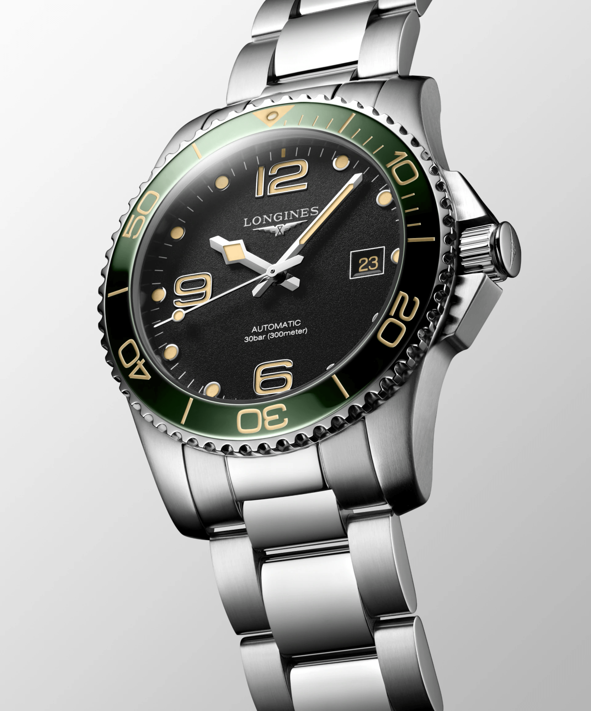 Longines HydroConquest 41mm Black Dial Green Ceramic Bezel Men's Watch L37814056