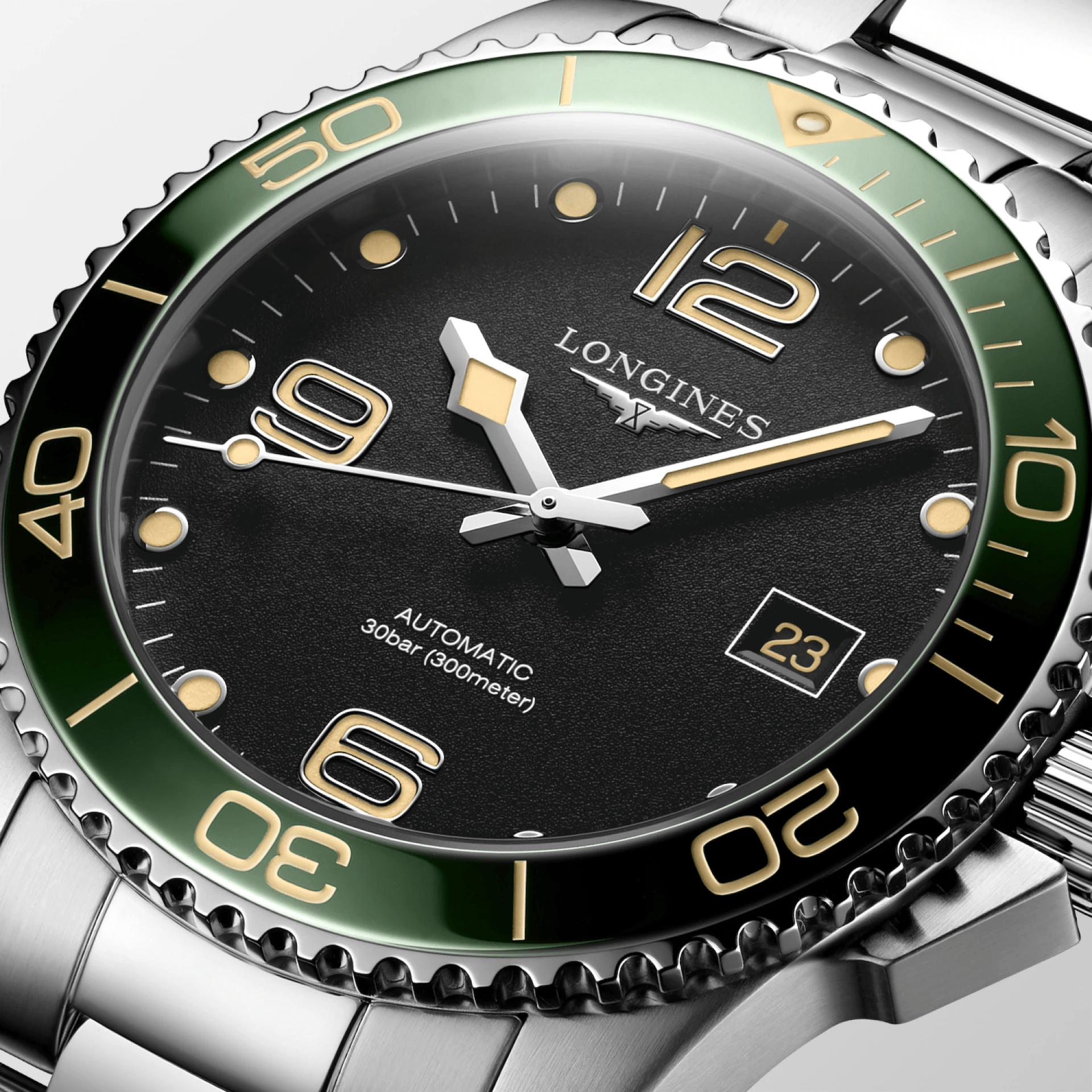 Longines HydroConquest 41mm Black Dial Green Ceramic Bezel Men's Watch L37814056