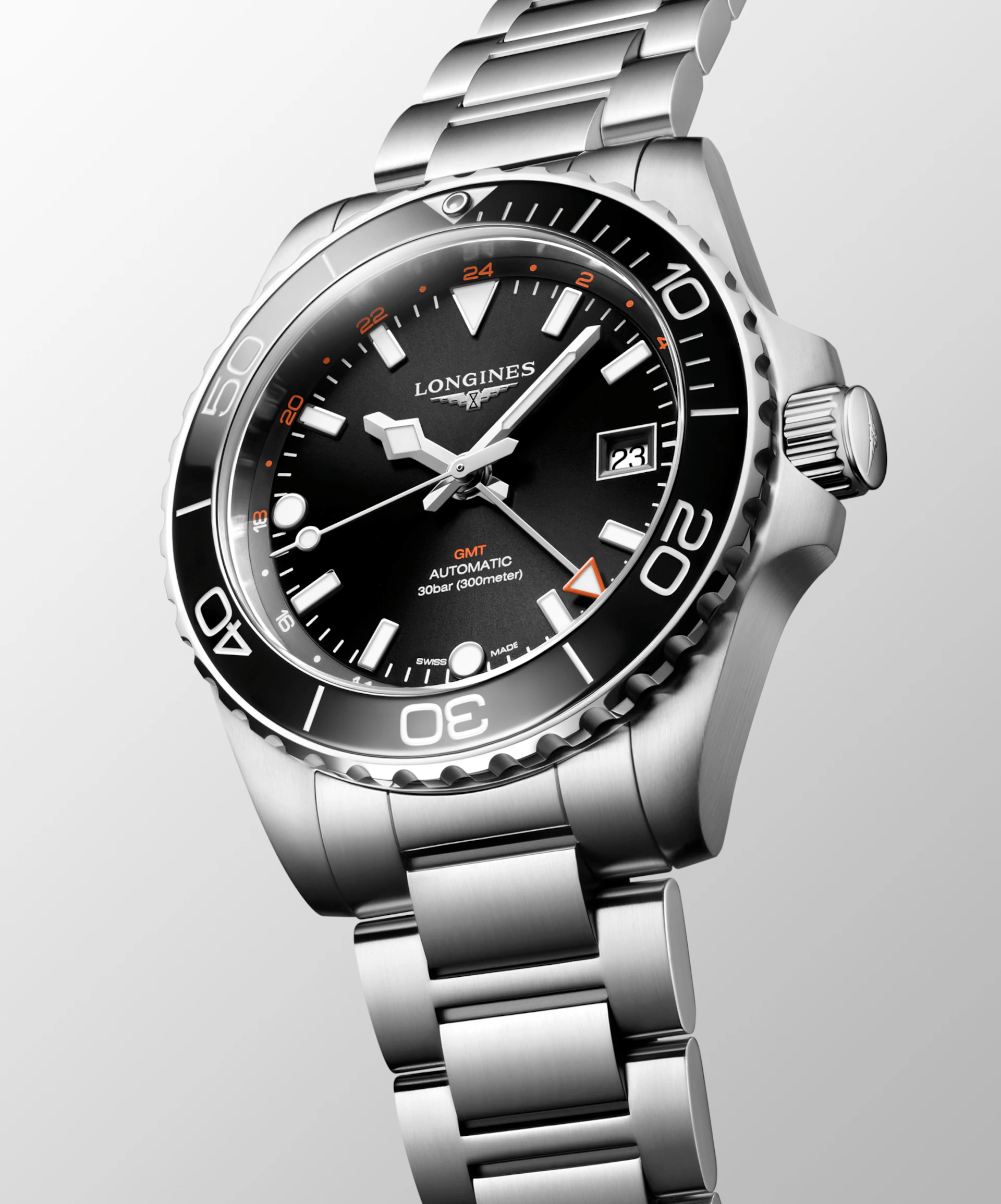 Longines HydroConquest GMT 41mm Black Dial Steel Men's Watch L37904566