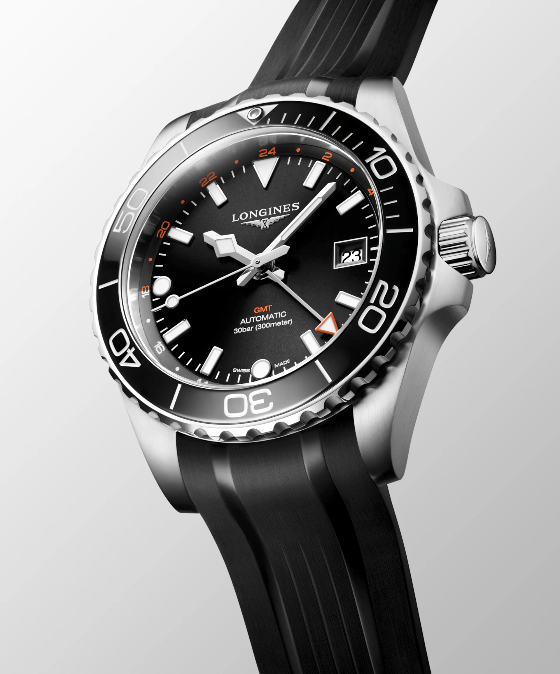 Longines HydroConquest GMT 41mm Black Rubber Men's Watch L37904569