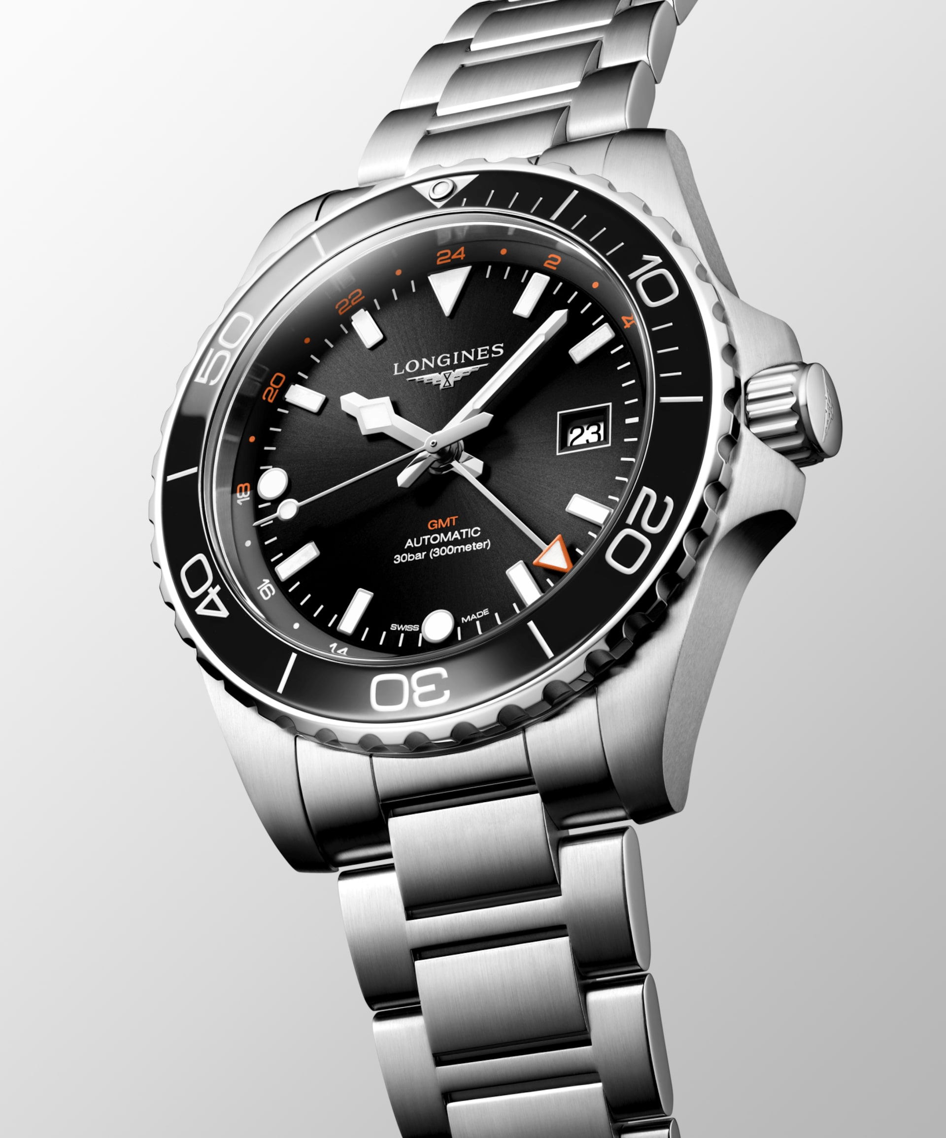 Longines HydroConquest GMT 43mm Black Dial Steel Men's Watch L38904566