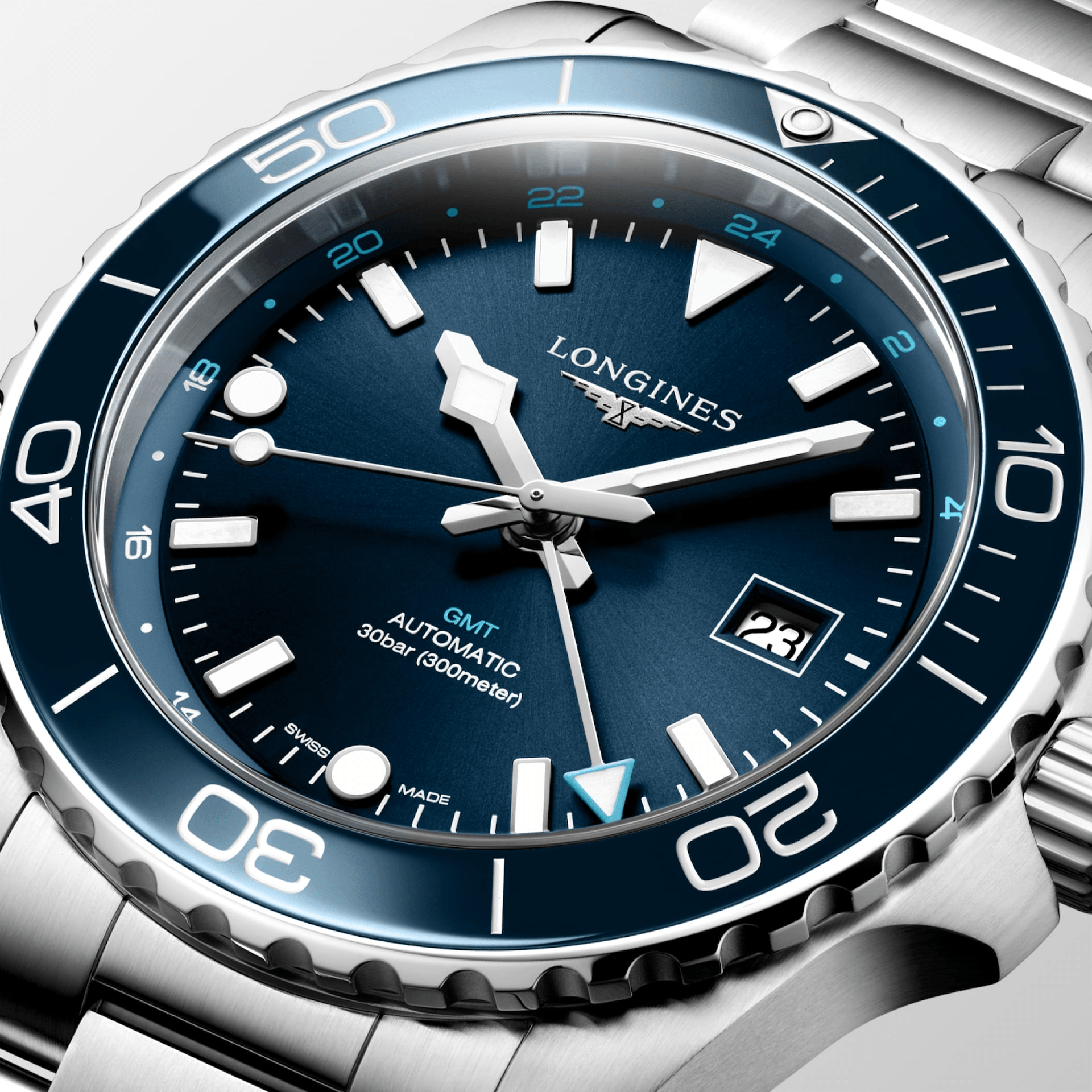 Longines HydroConquest GMT 43mm Blue Dial Steel Men's Watch L38904966