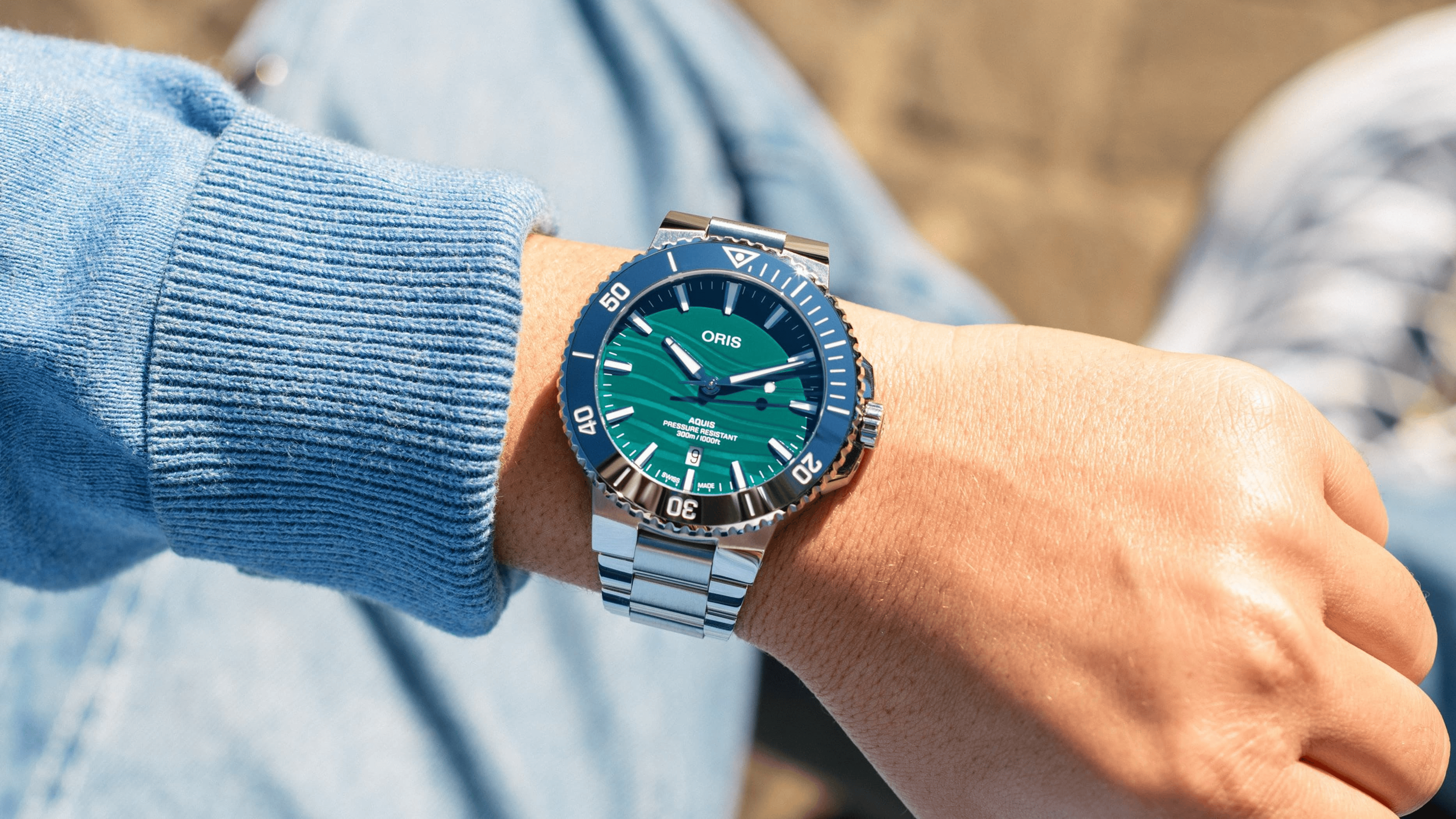 Oris Aquis Yangtze Jiangtun Limited Edition 43.5mm Green Dial Men's Watch 01 733 7789 4197-Set