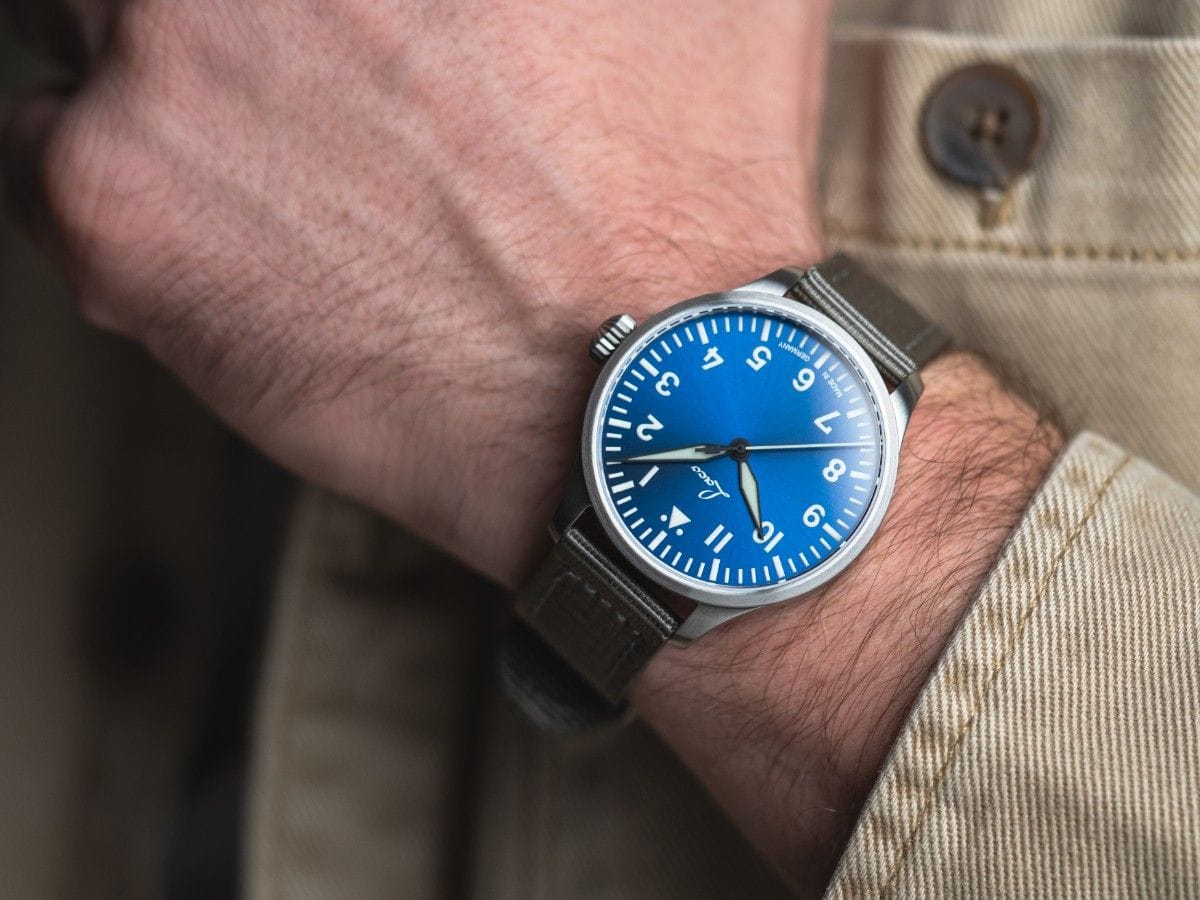 Laco Pilot Watches BASIC Augsburg Blaue Stunde 39mm Blue Sunray Dial Men's Watch 862102.2