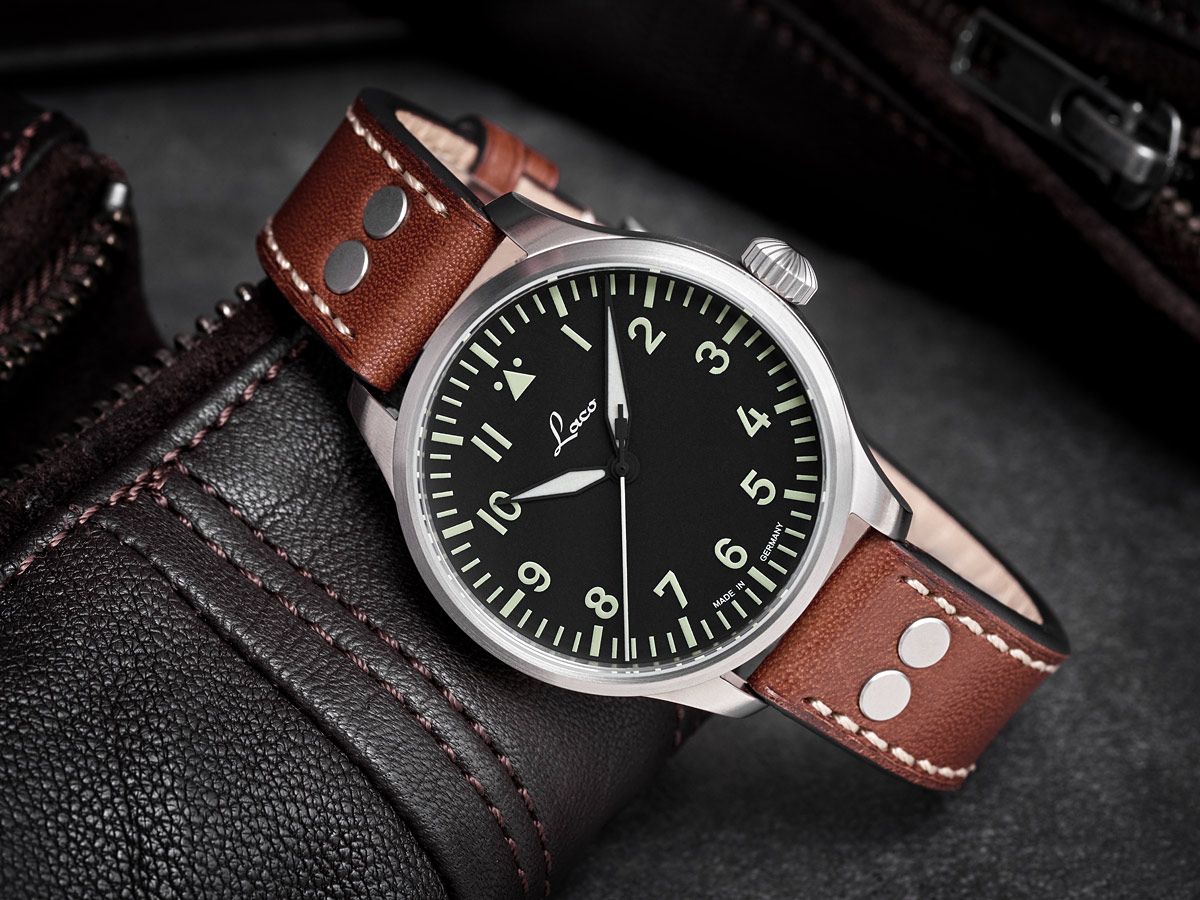 Laco Pilot Watches BASIC Augsburg 39mm Black Dial Men's Watch 861988