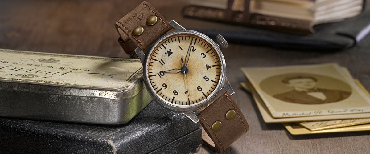 Laco Pilot Watch ORIGINAL Florenz Erbstück 42mm Cream Dial Men's Watch 861945