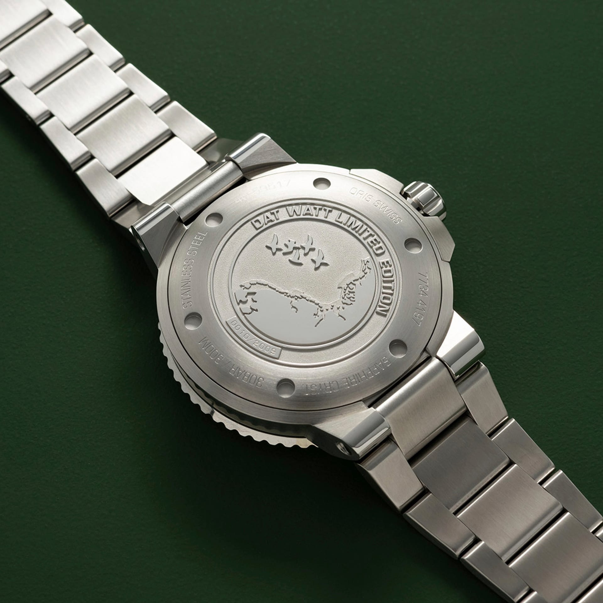 Oris Aquis Dat Watt Limited Edition II 43.5mm Green Dial Men's Watch 01 743 7734 4197-Set