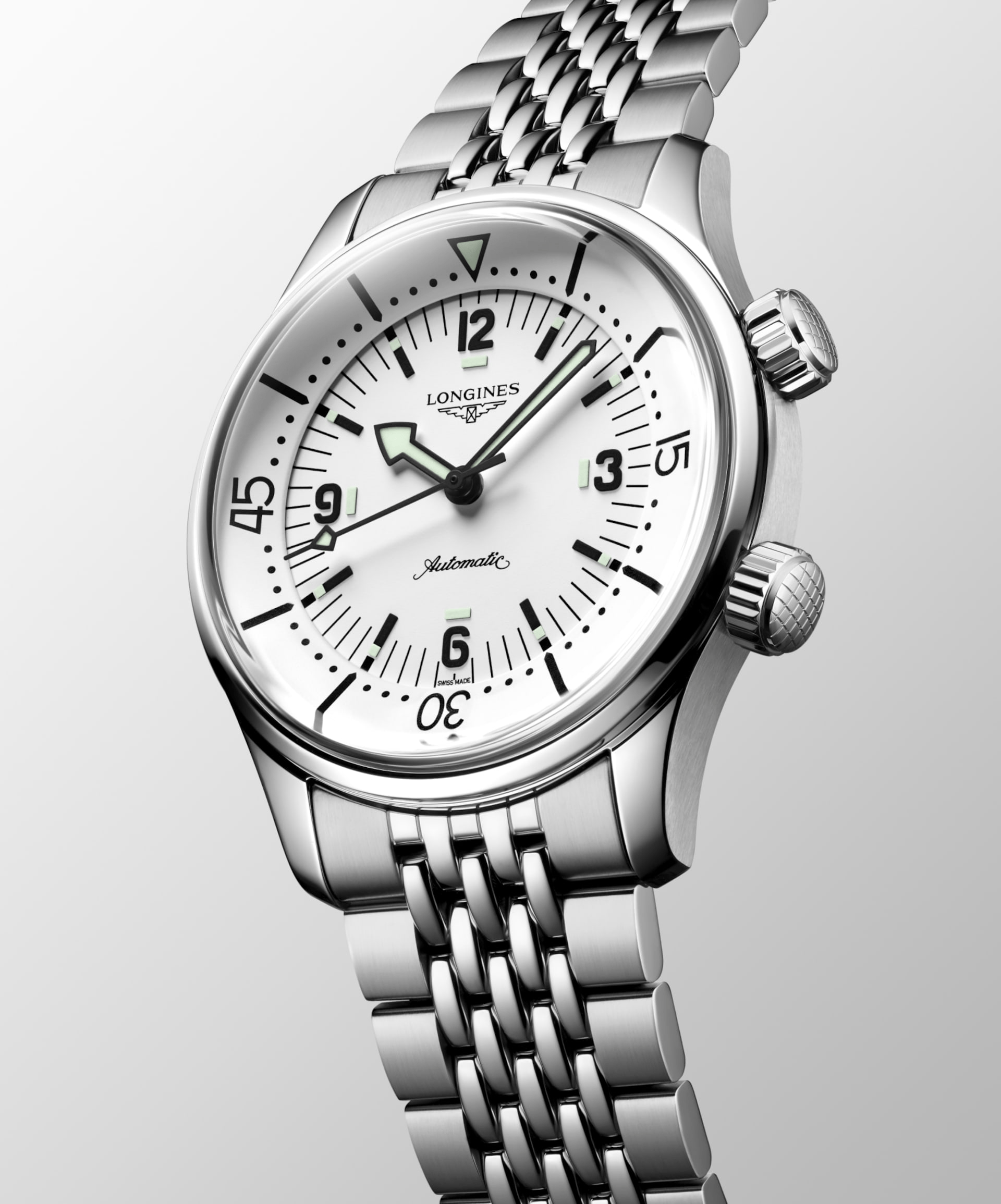 Longines Legend Diver 39mm White Matt Dial Men's Watch L37644166