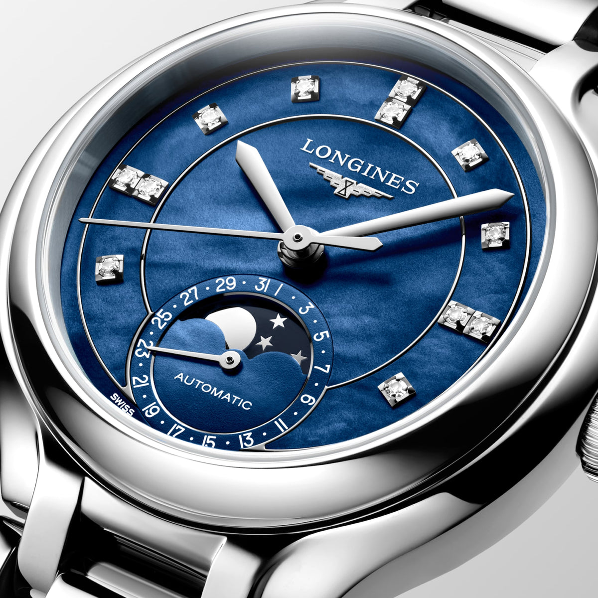 Longines PrimaLuna Moonphase 34mm Blue Dial Women's Watch L81264976