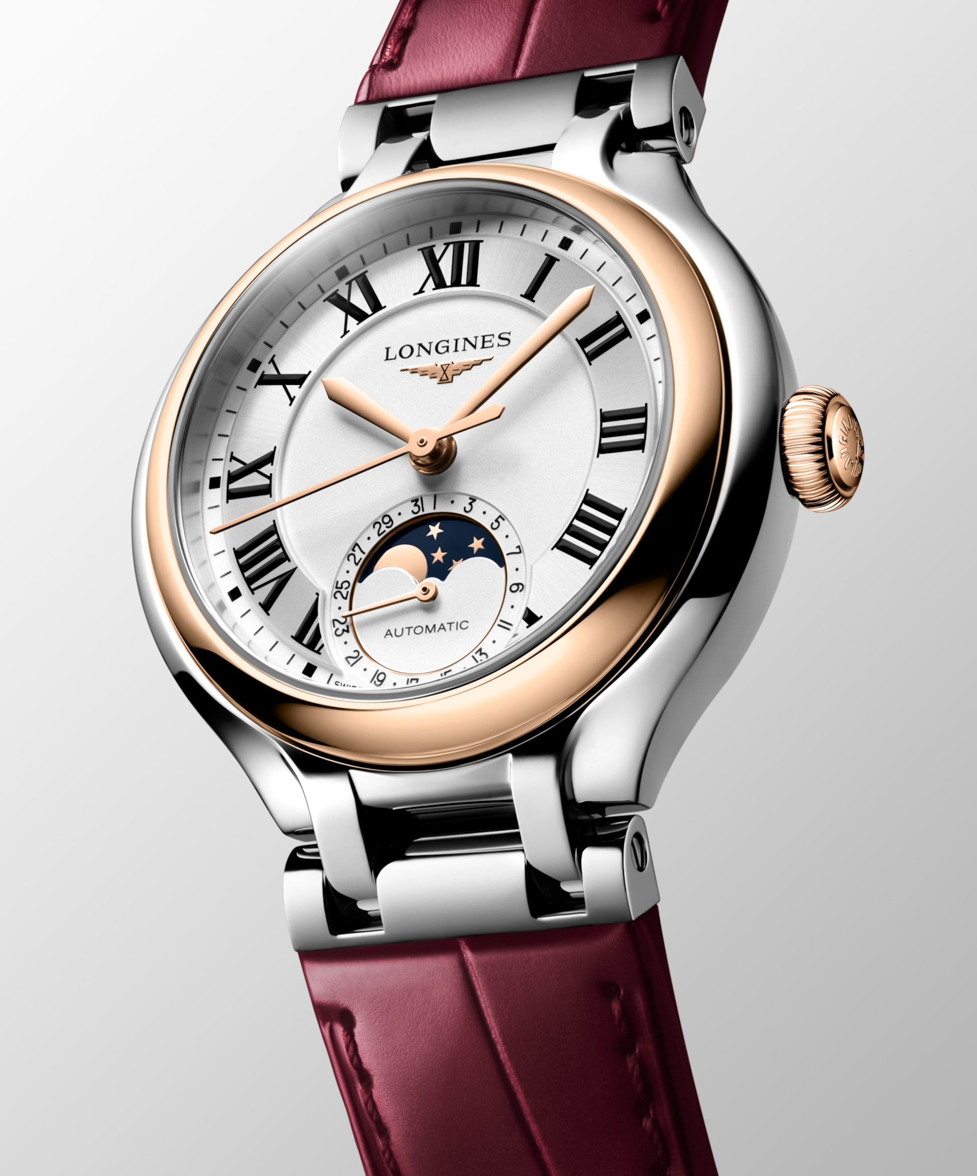 Longines PrimaLuna Moonphase 34mm Sunray Silver Dial Women's Watch L81265712