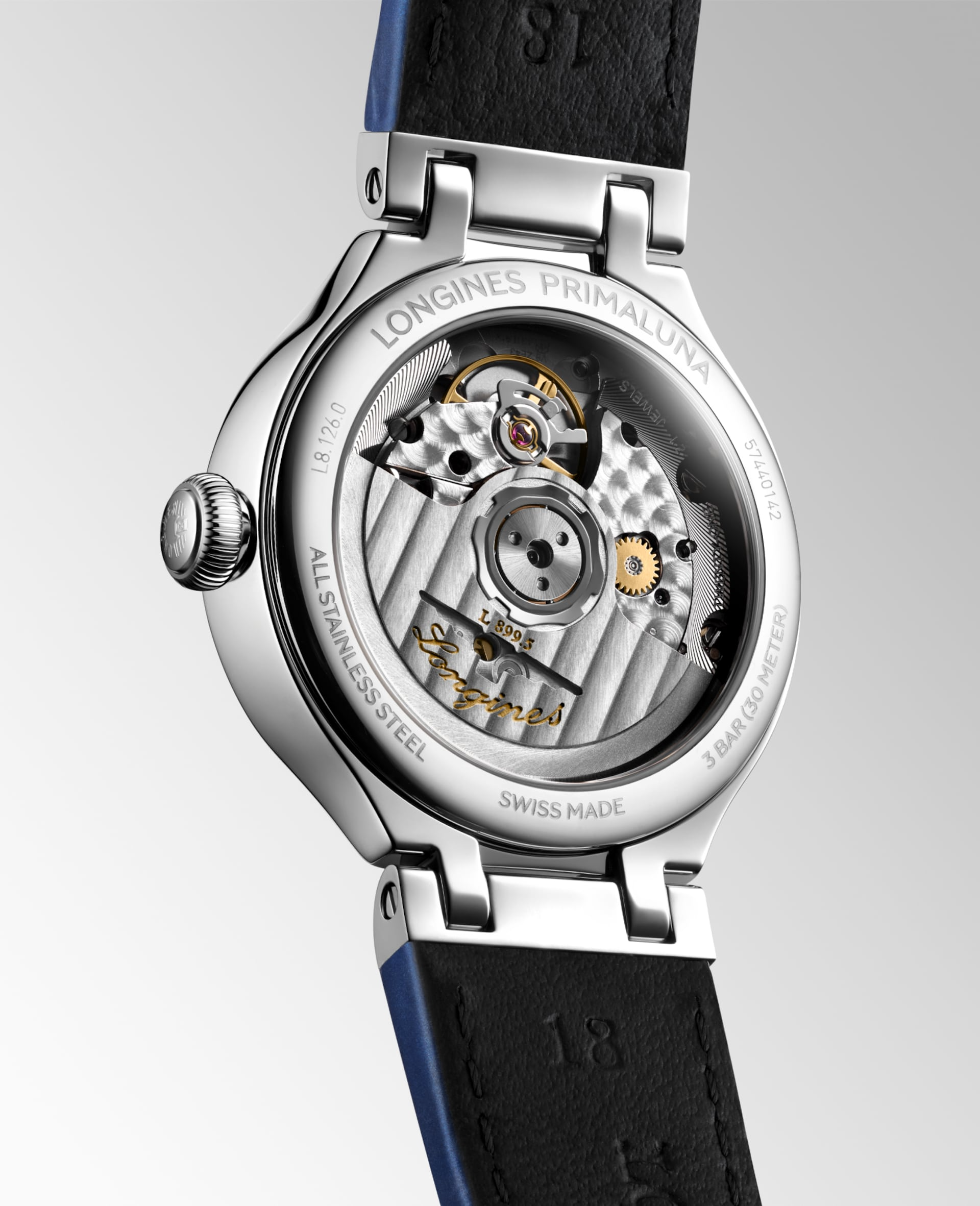 Longines PrimaLuna Moonphase 34mm Blue Mother of Pearl Dial Women's Watch L81260972