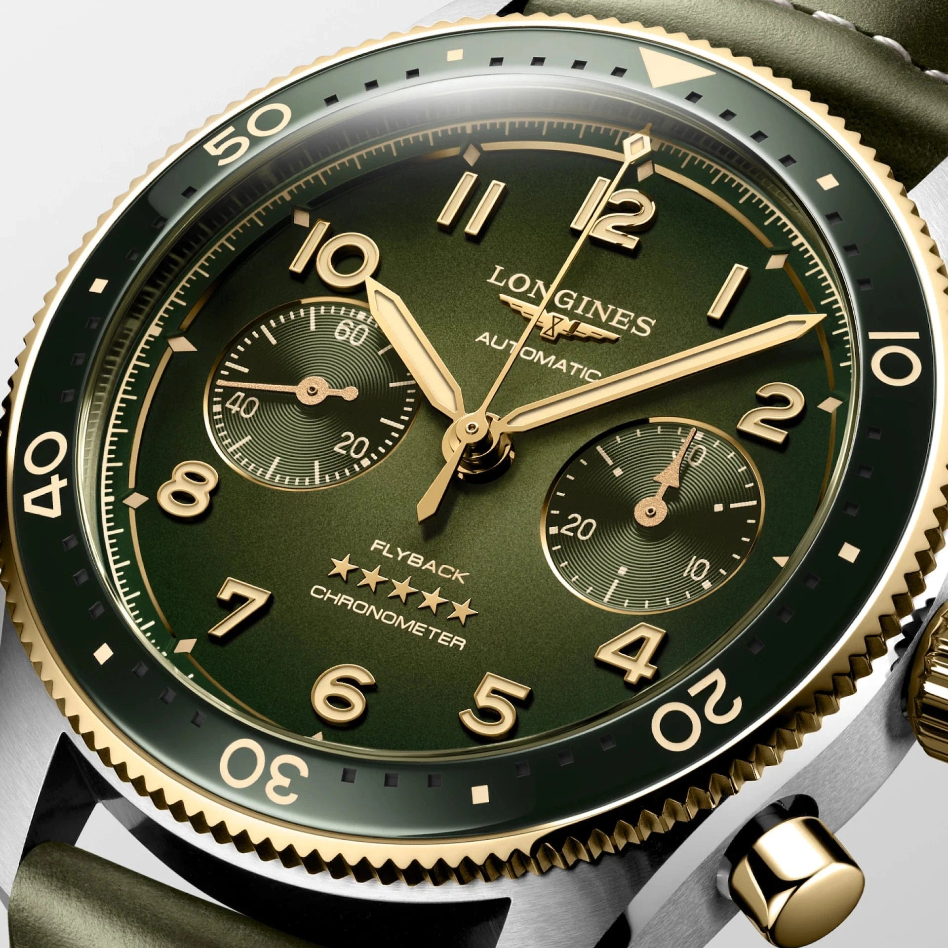 Longines Spirit Flyback 42mm Chronograph Green Sunray Men's Watch L38215532